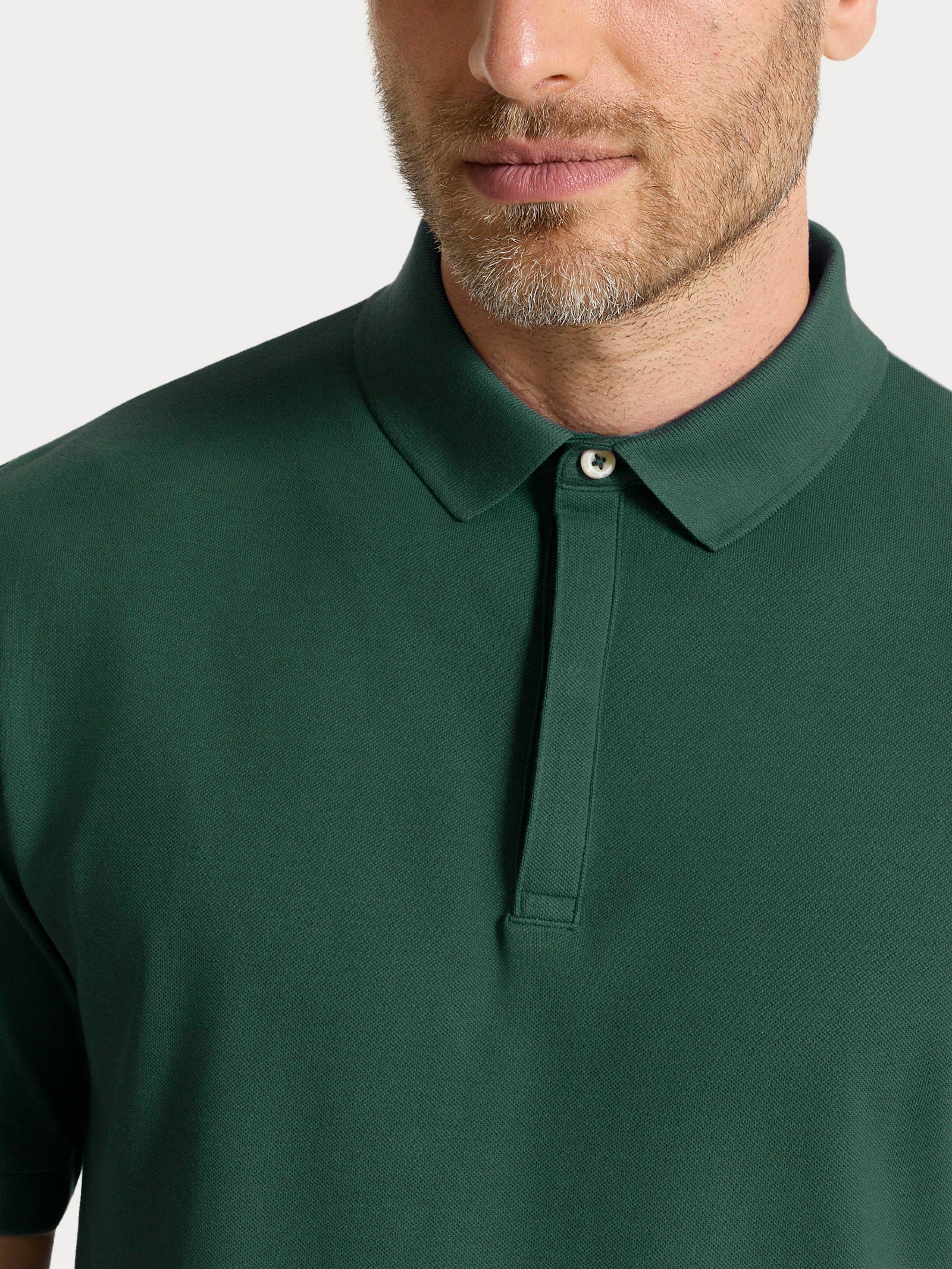 Polo in Eco Cotton Piquet Stretch - Pineneedle - Image 3