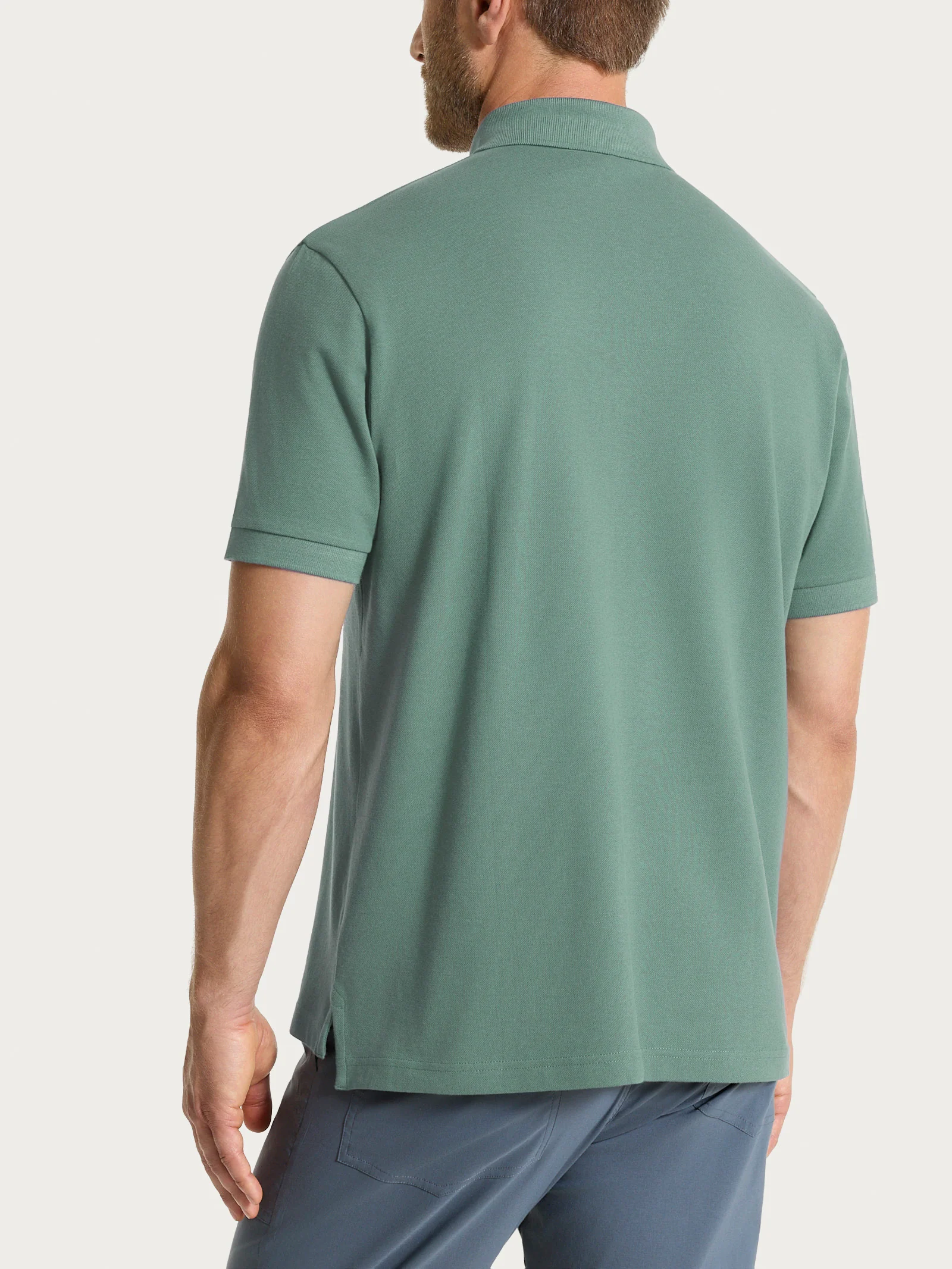 Polo in Eco Cotton Piquet Stretch - Laurel Wreath - Image 2