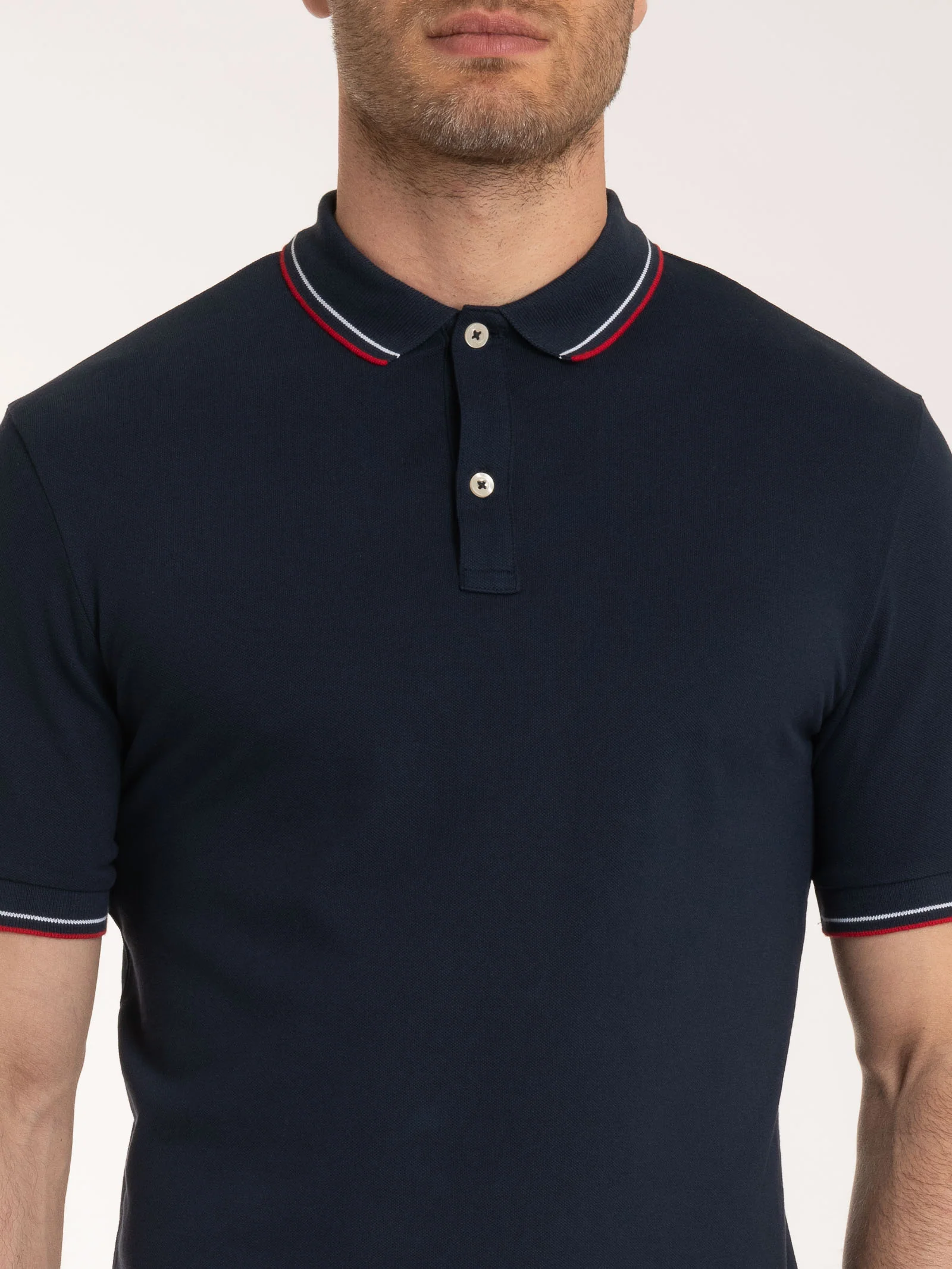 Polo in Eco Cotton Piquet Stretch - Fant.Blu - Image 3