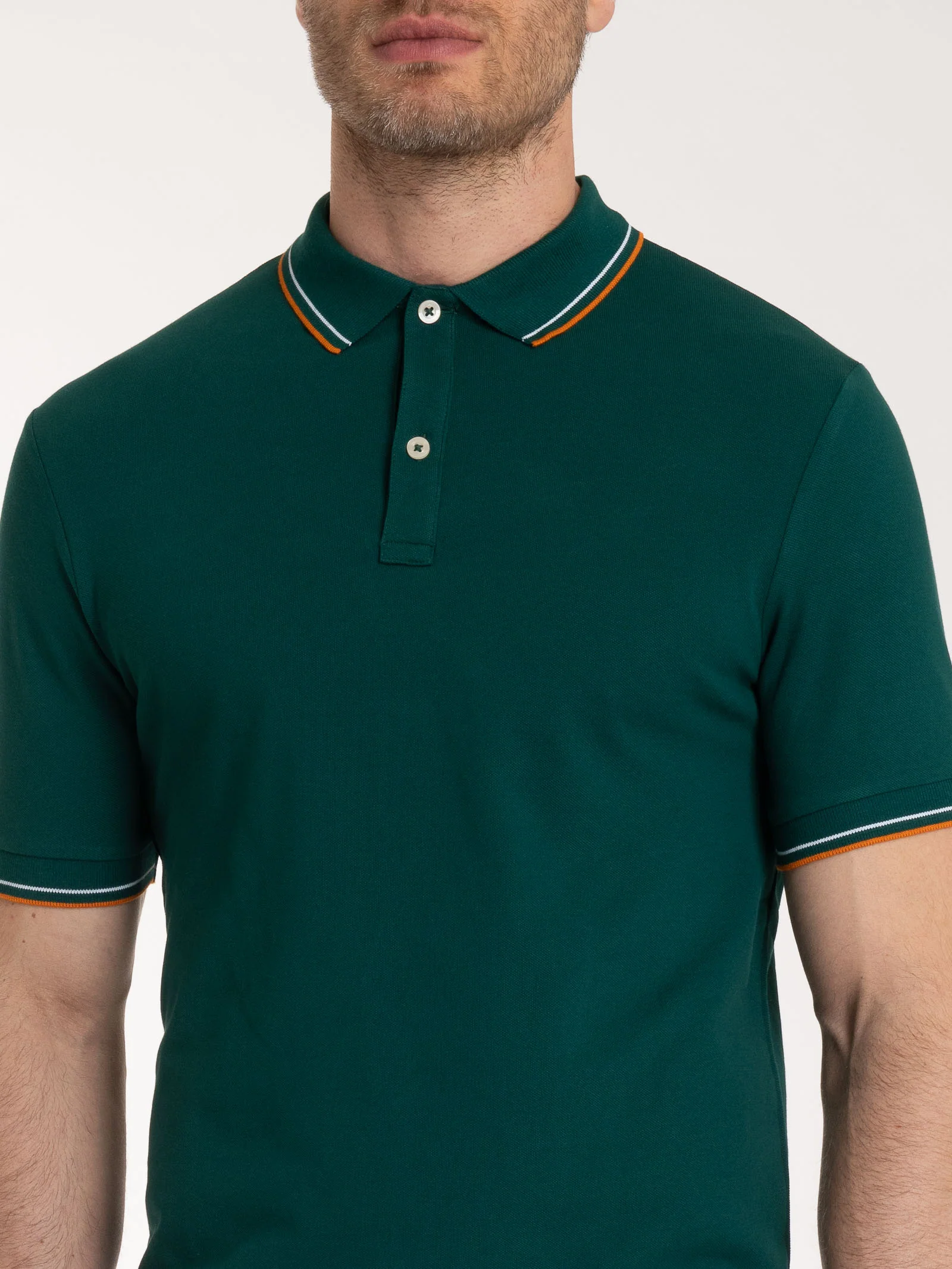 Polo in Eco Cotton Piquet Stretch - Fant. Rain Forest - Image 3