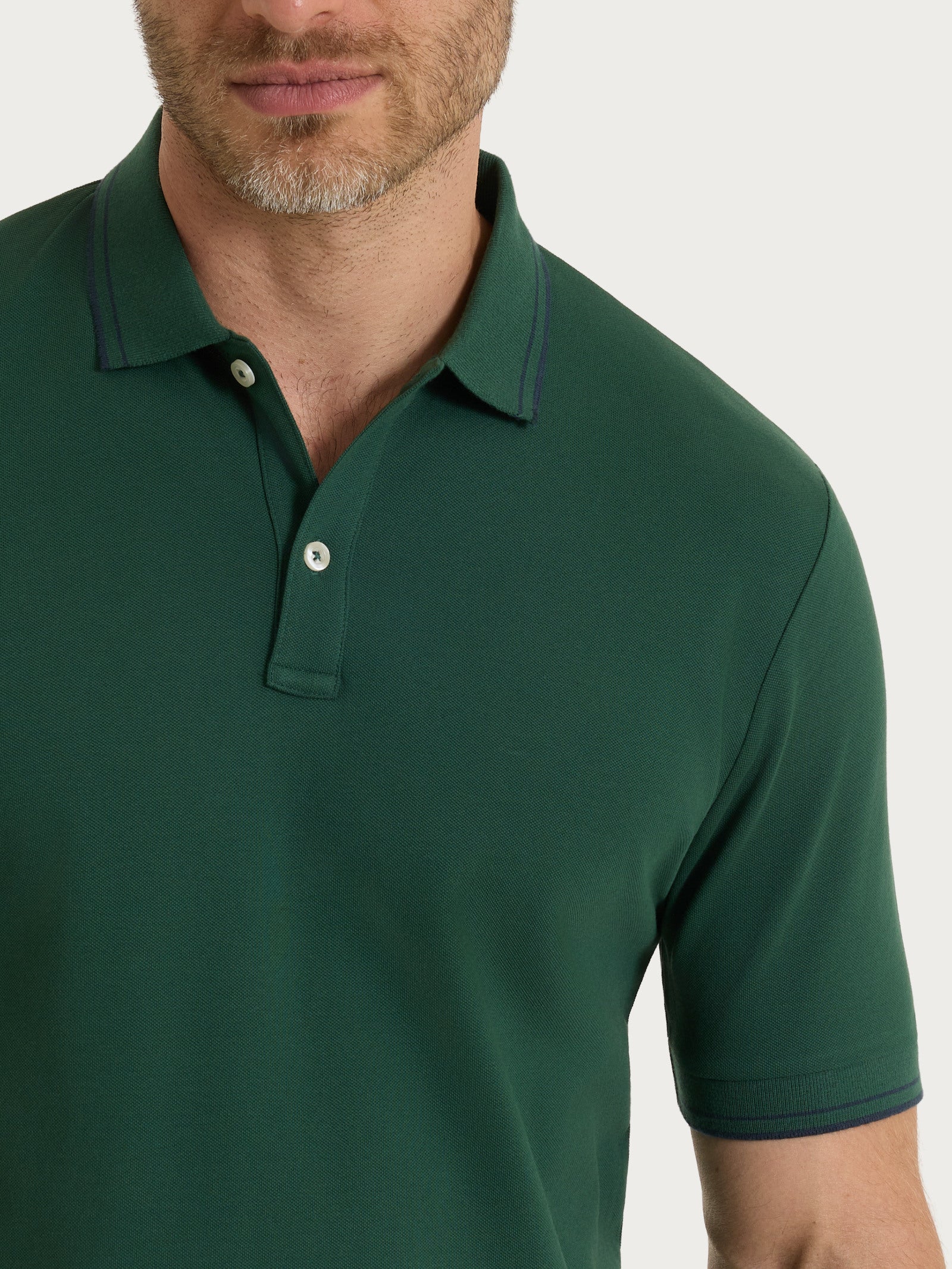 Polo in Eco Cotton Piquet Stretch - Fant. Pineneedle - Image 3