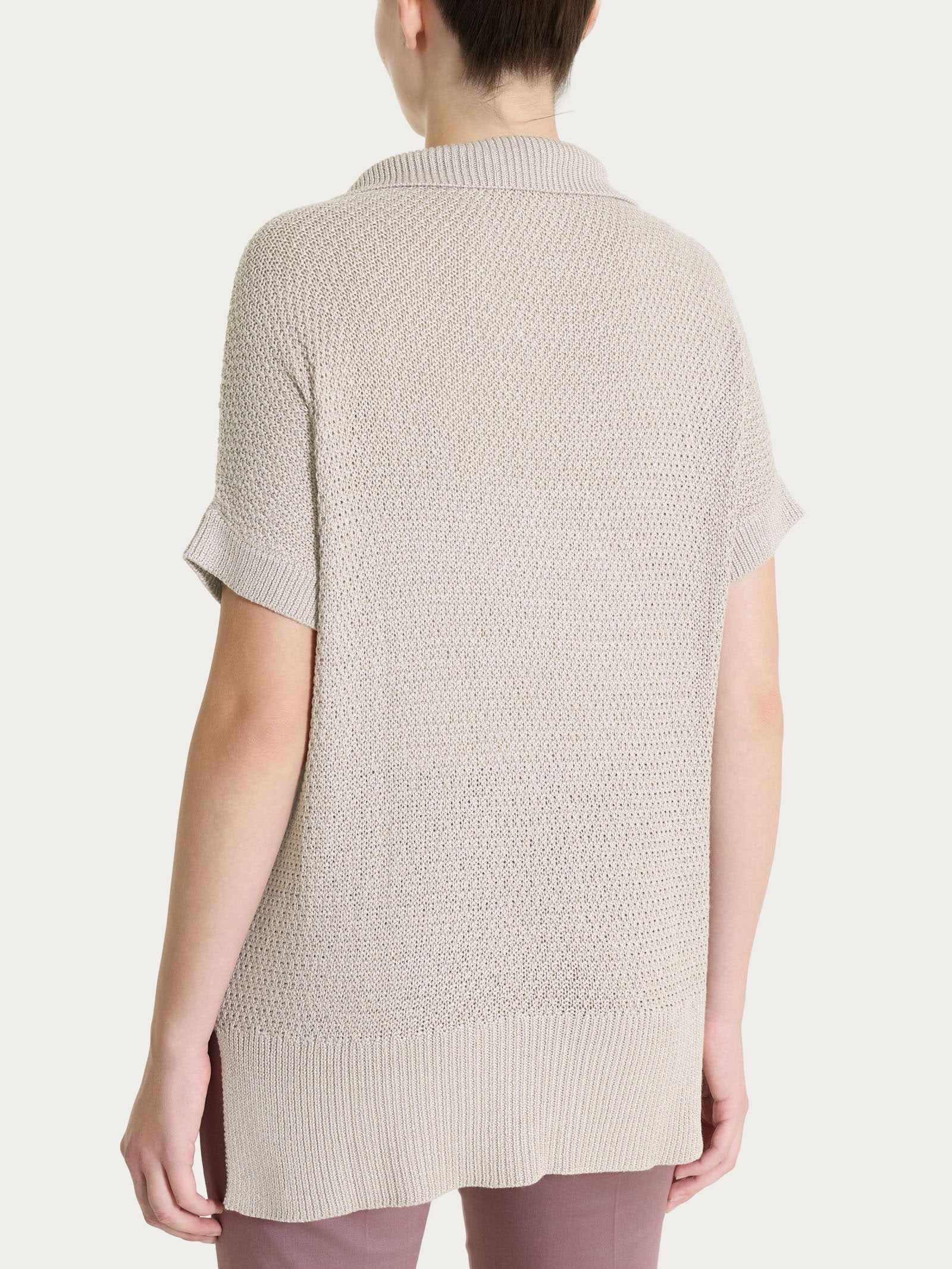 Polo in Lurex Rice Stitch - Crockery - Image 2