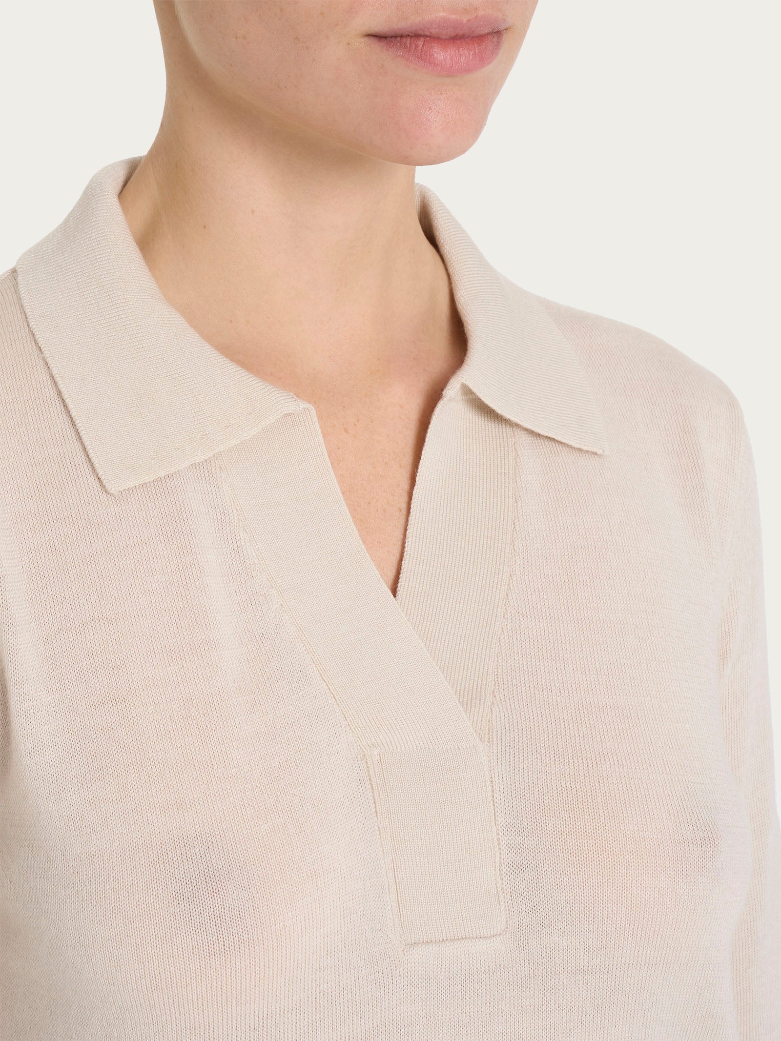Polo in Merino Soft - Champignon - Image 3