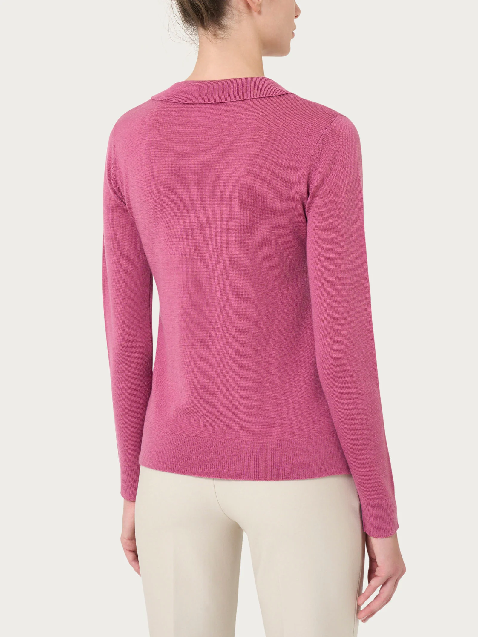 Polo in Merino Soft - Red Violet - Image 2