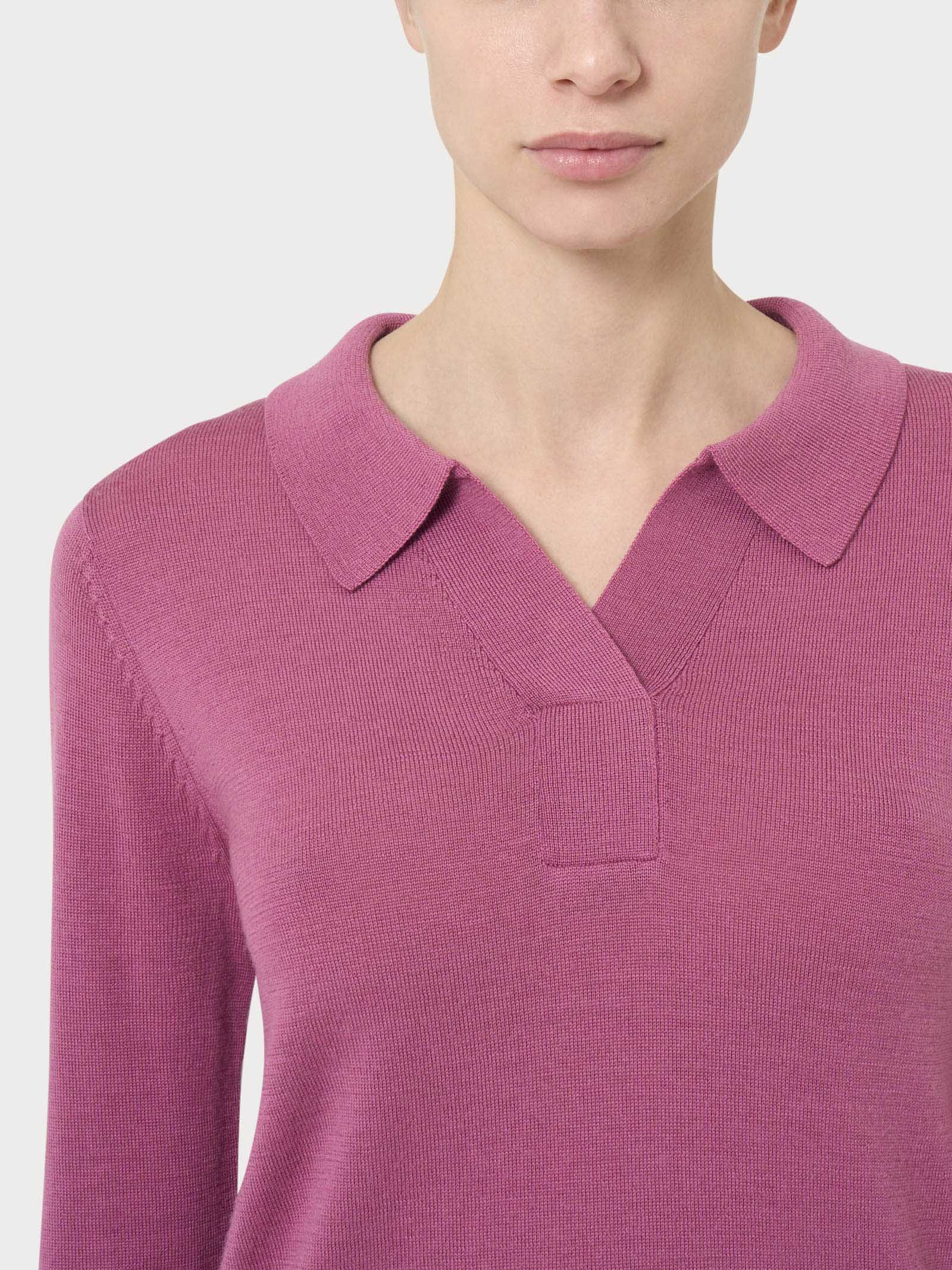 Polo in Merino Soft - Red Violet - Image 3