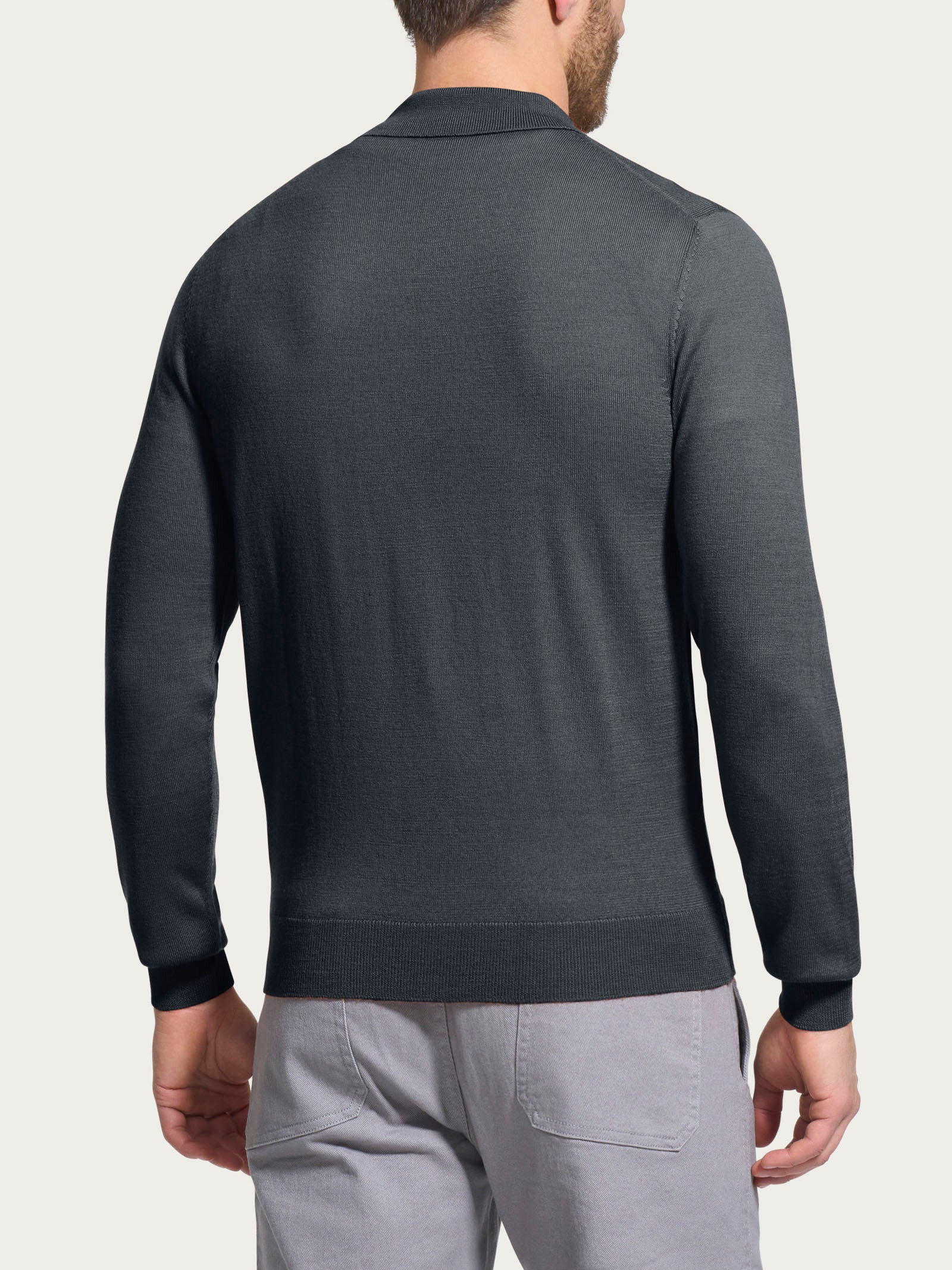 Polo in Merino Soft - Black Oyster - Image 2