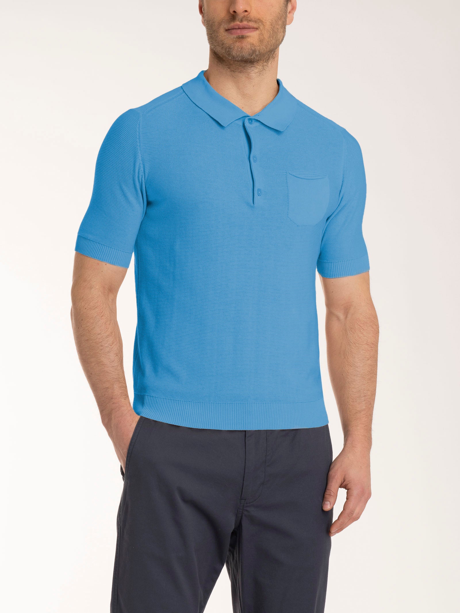 Polo Punto Links in puro cotone - Azure Blue