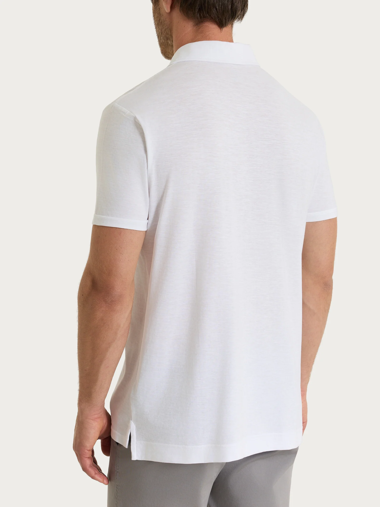 Polo tinta unita in Slub Jersey di Cotone - Bianco - Image 2