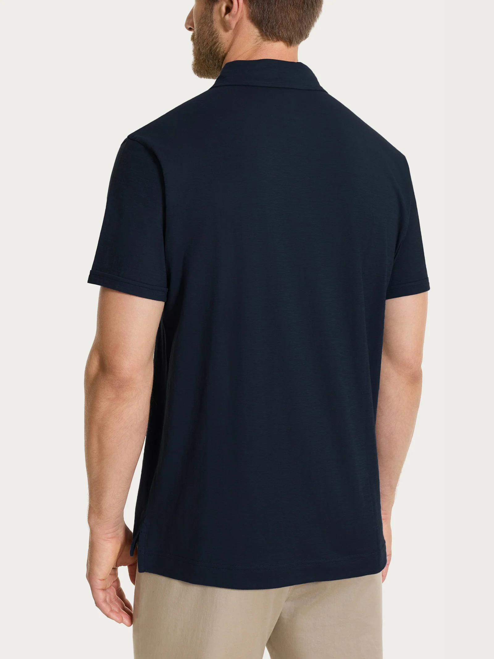 Polo tinta unita in Slub Jersey di Cotone - Bleu - Image 2