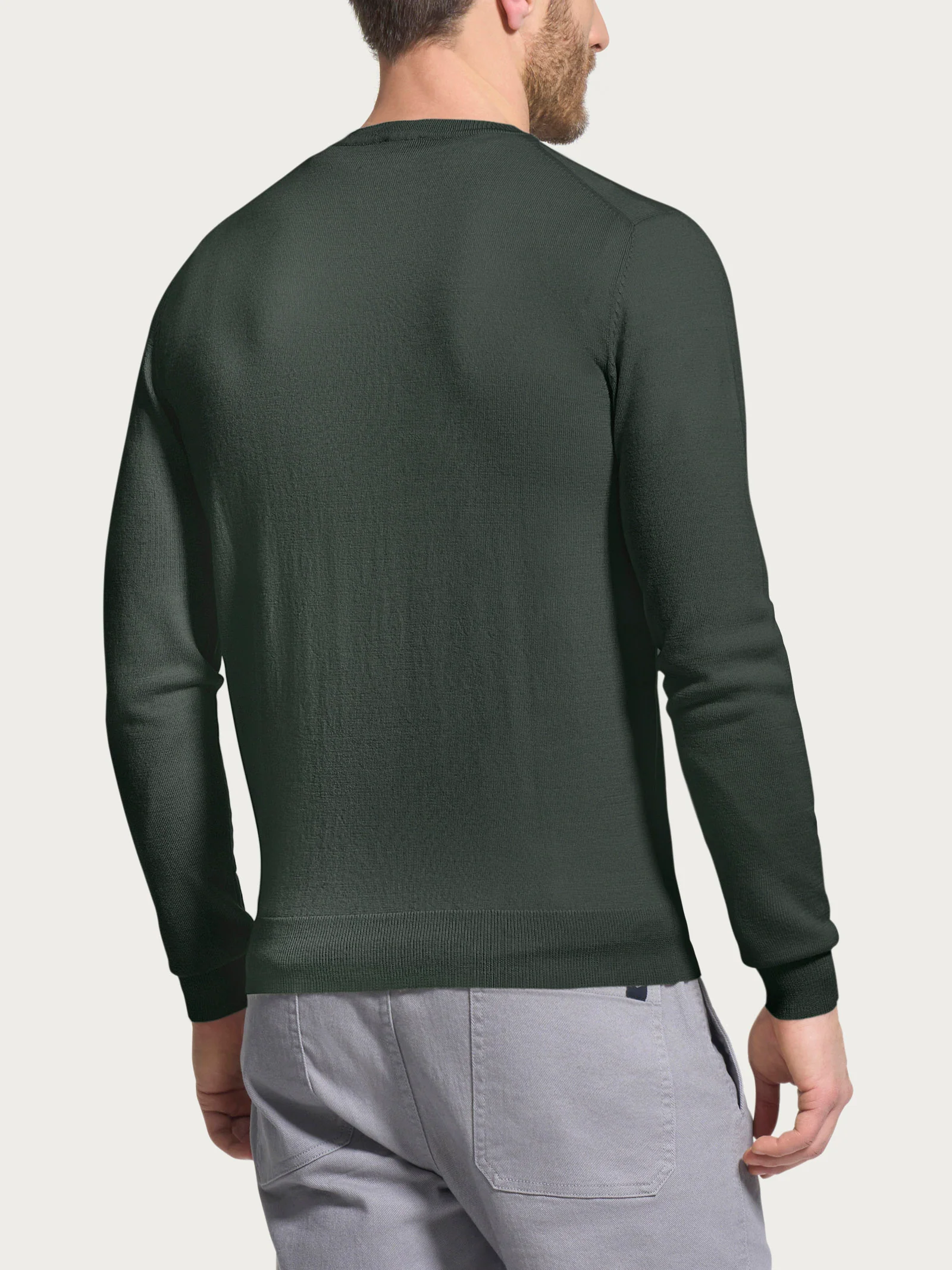 Pull girocollo a maglia unita in Merino Soft -  Kombu Green - Image 2