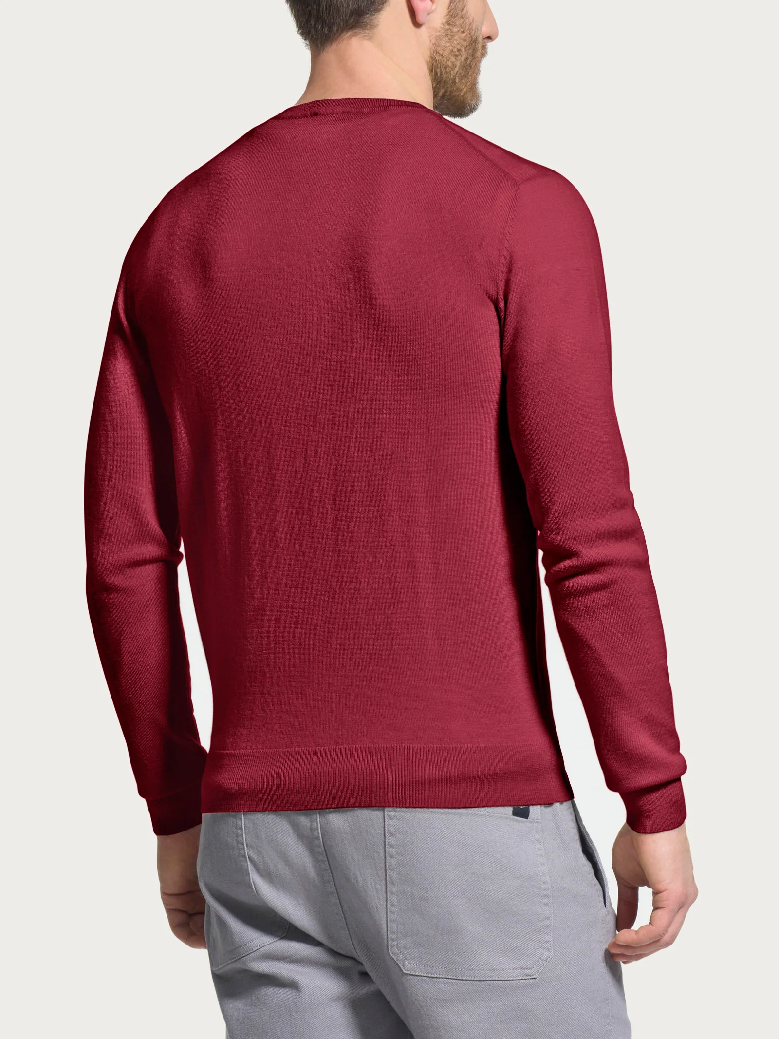 Pull girocollo a maglia unita in Merino Soft - Tibetan Red - Image 2