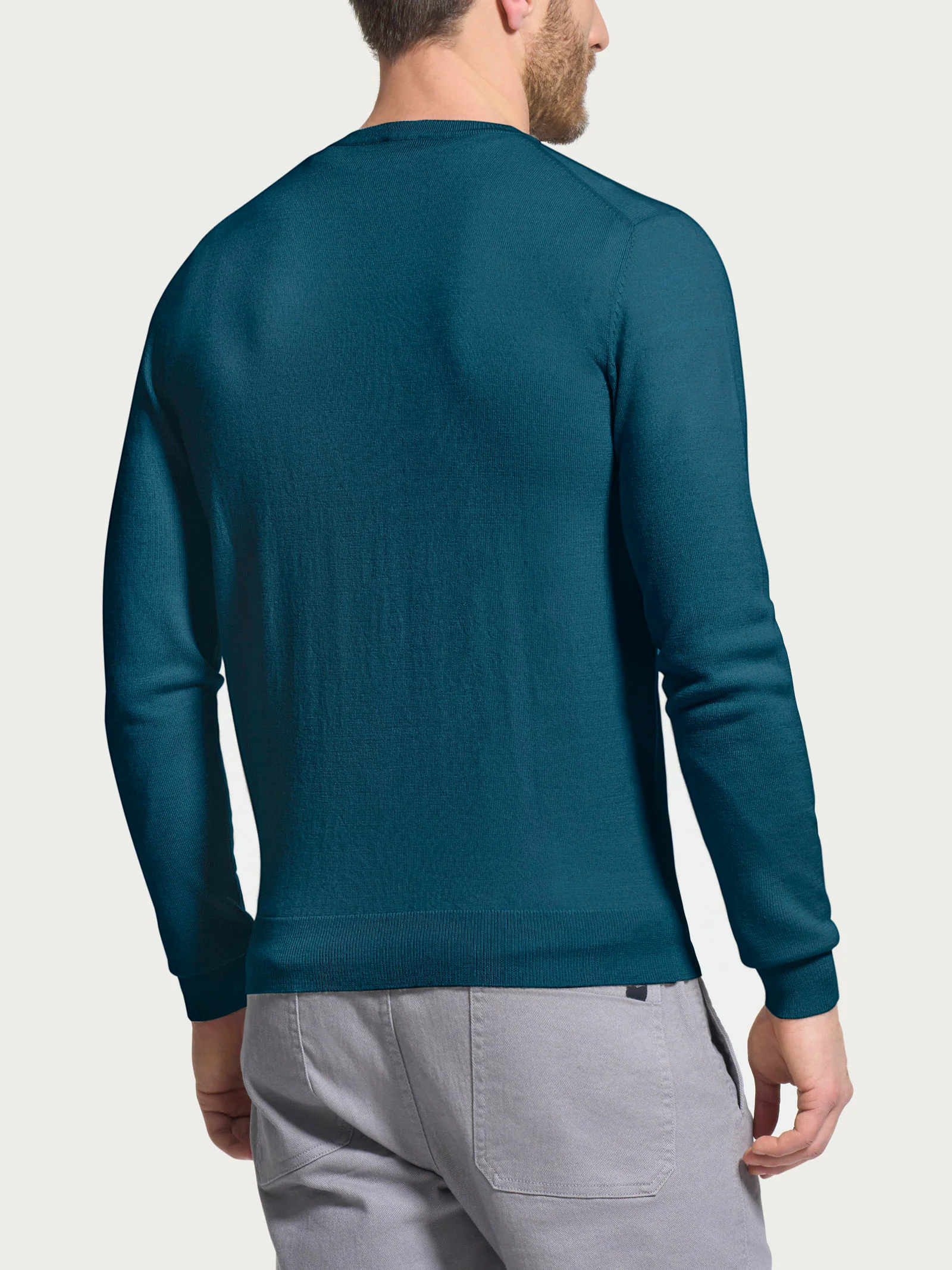 Pull girocollo a maglia unita in Merino Soft - Reflecting Pond - Image 2
