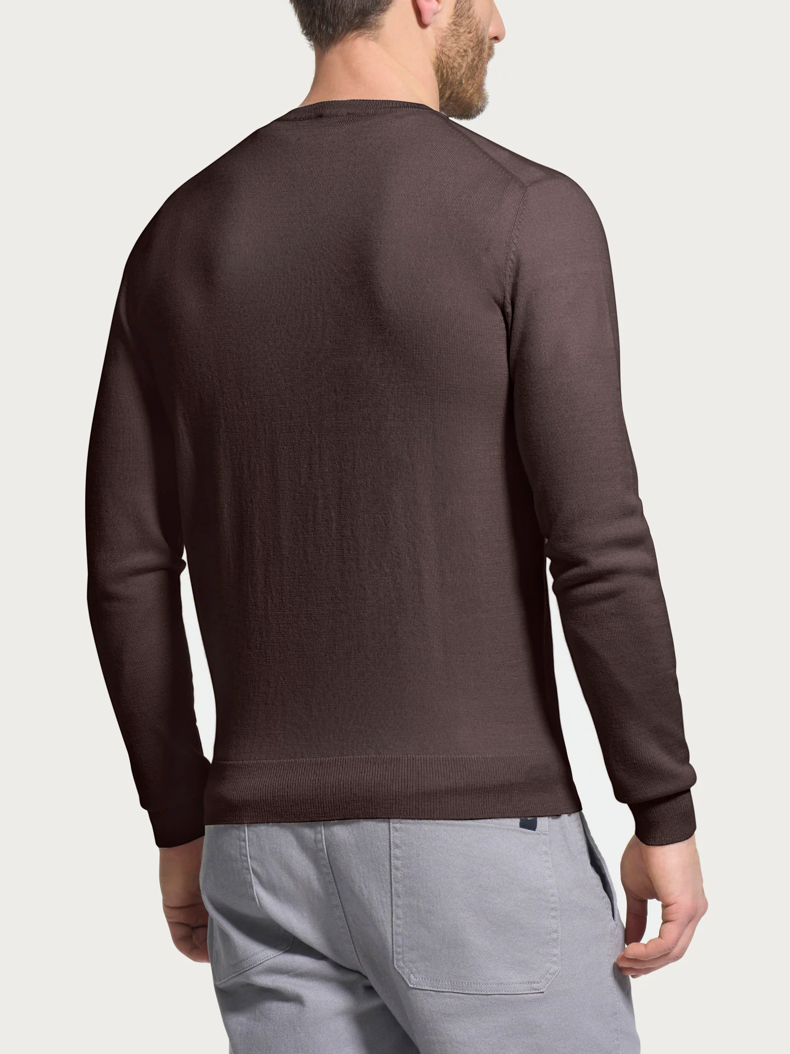 Pull girocollo a maglia unita in Merino Soft - Chocolate Torte - Image 2