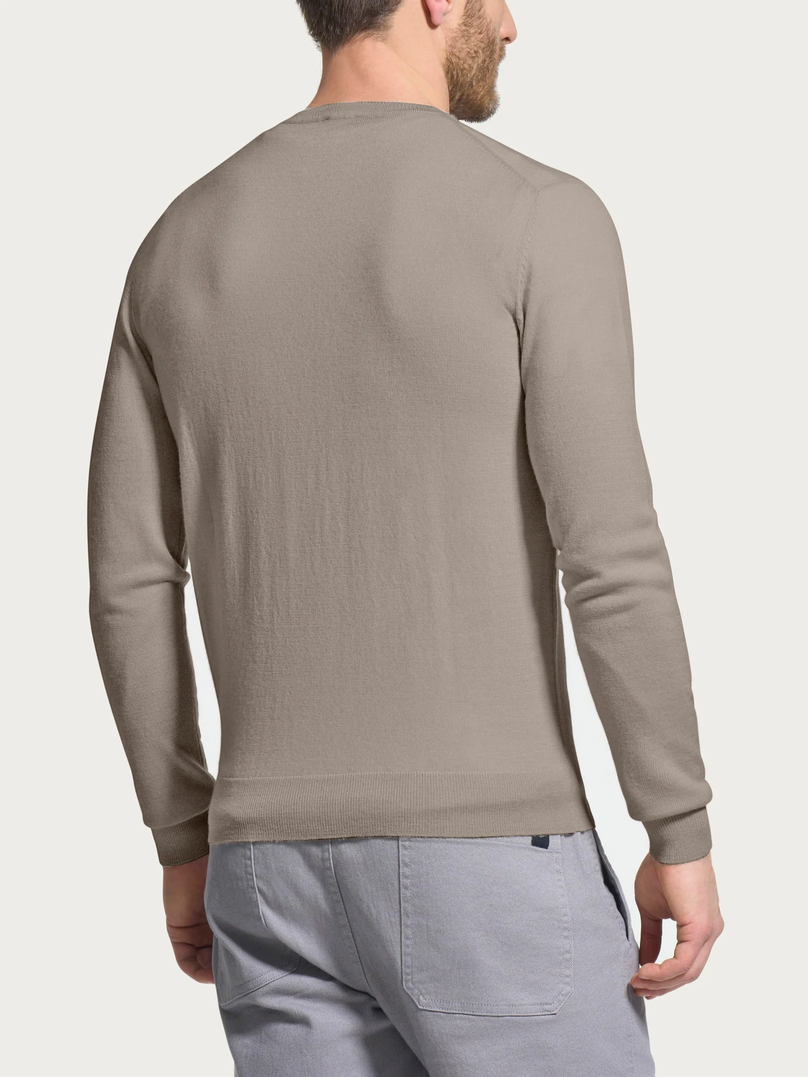 Pull girocollo a maglia unita in Merino Soft - Weathered Teak - Image 2