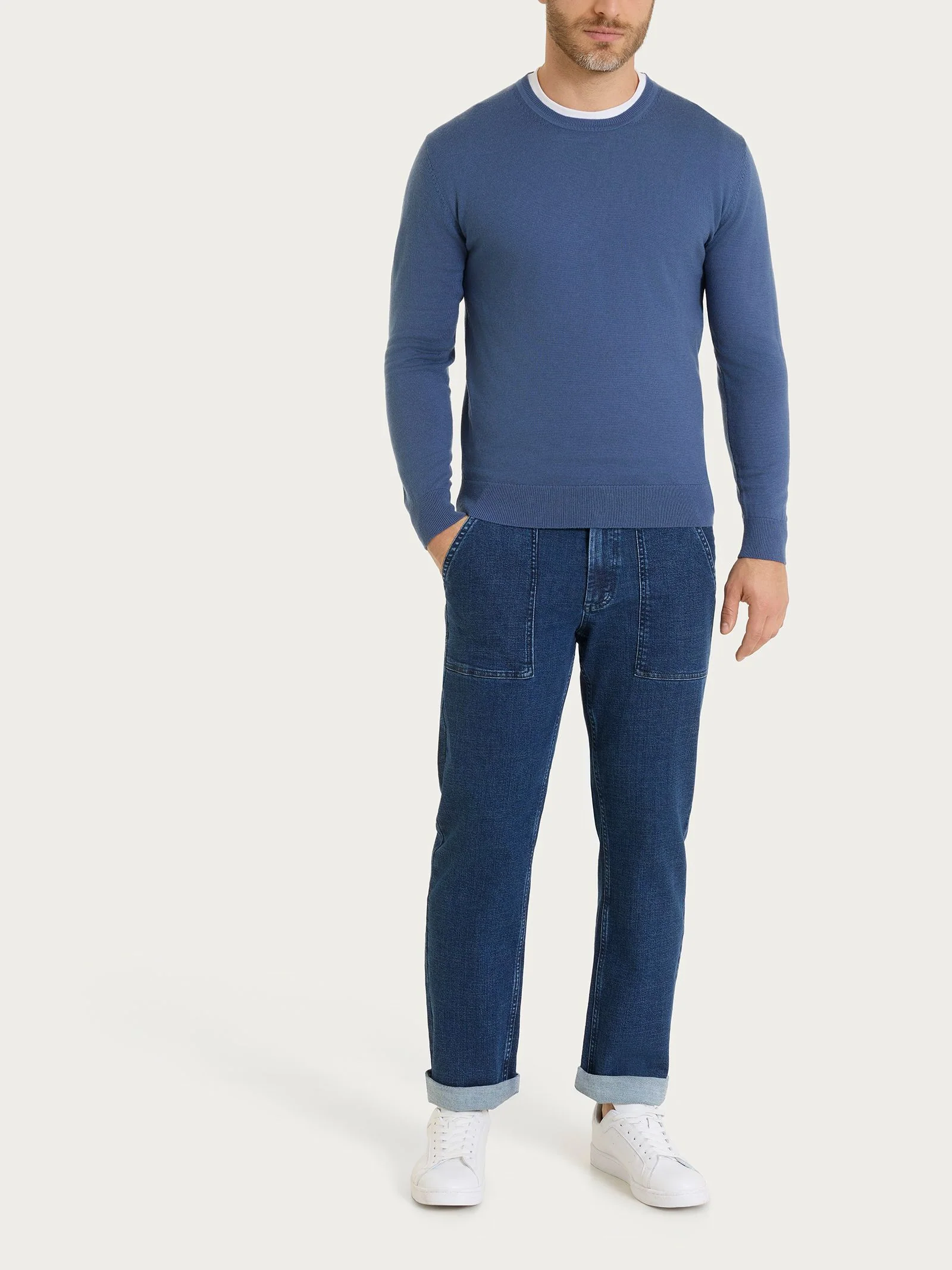 Pull girocollo a maglia unita in Merino Soft - Ponderosa Pine - Image 4
