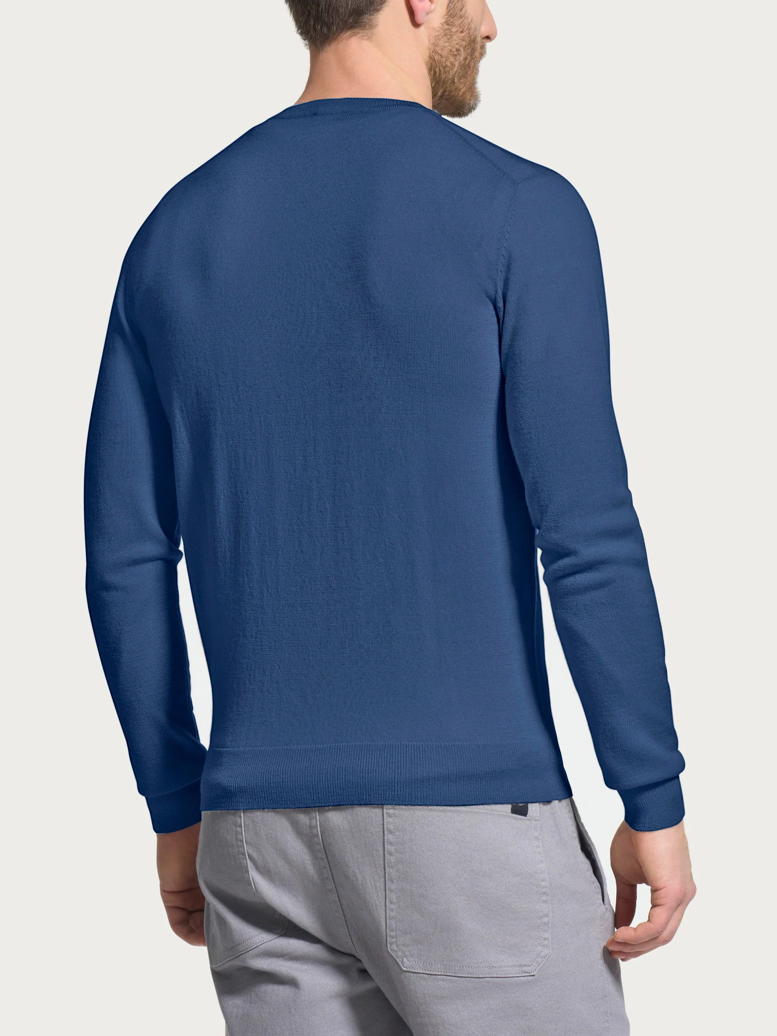 Pull girocollo a maglia unita in Merino Soft - Gray Blue - Image 2