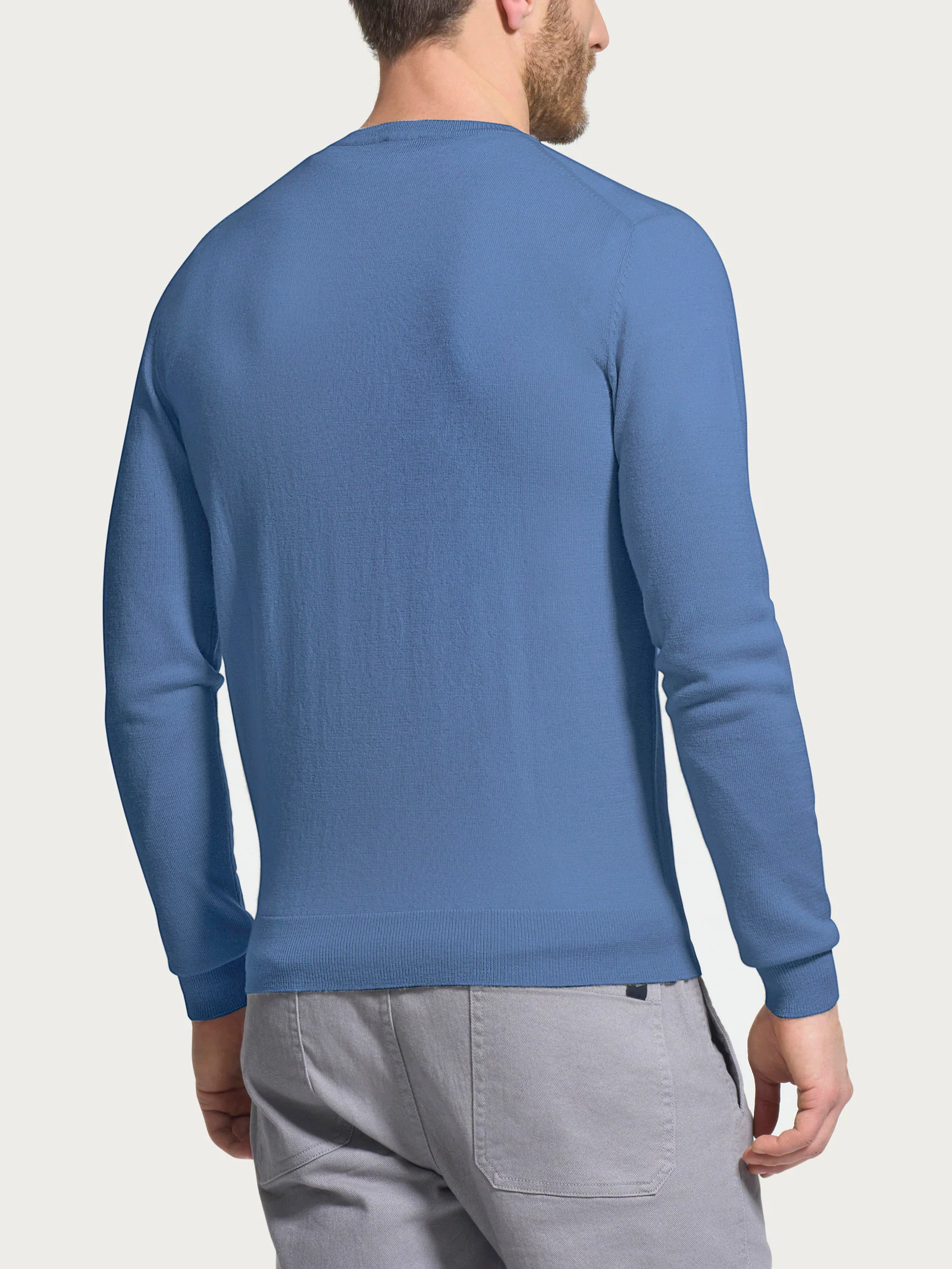 Pull girocollo a maglia unita in Merino Soft - Colony Blue - Image 2