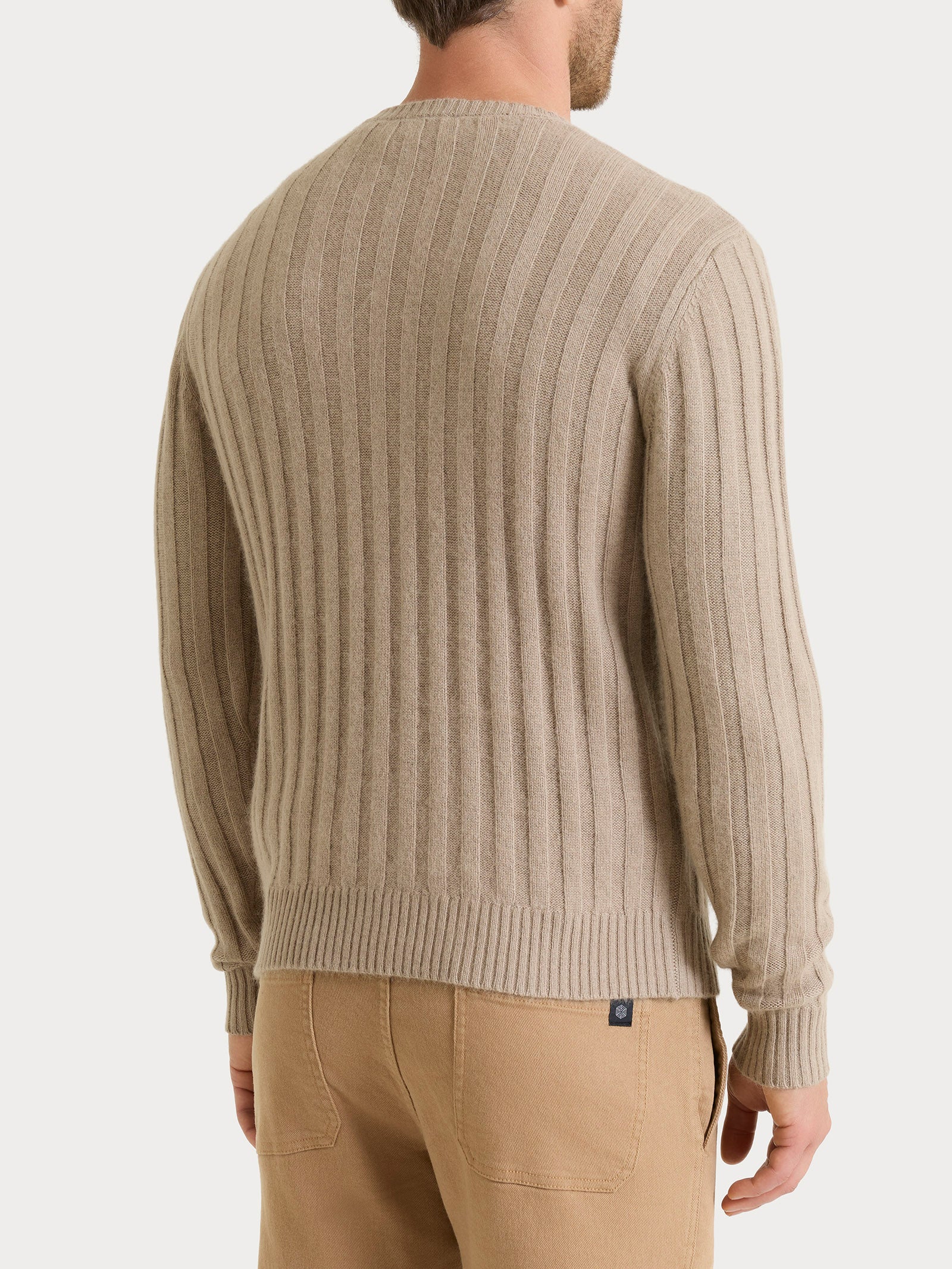 Pull girocollo con costa piatta in Natural Soft  - Glace' Mel. - Image 2