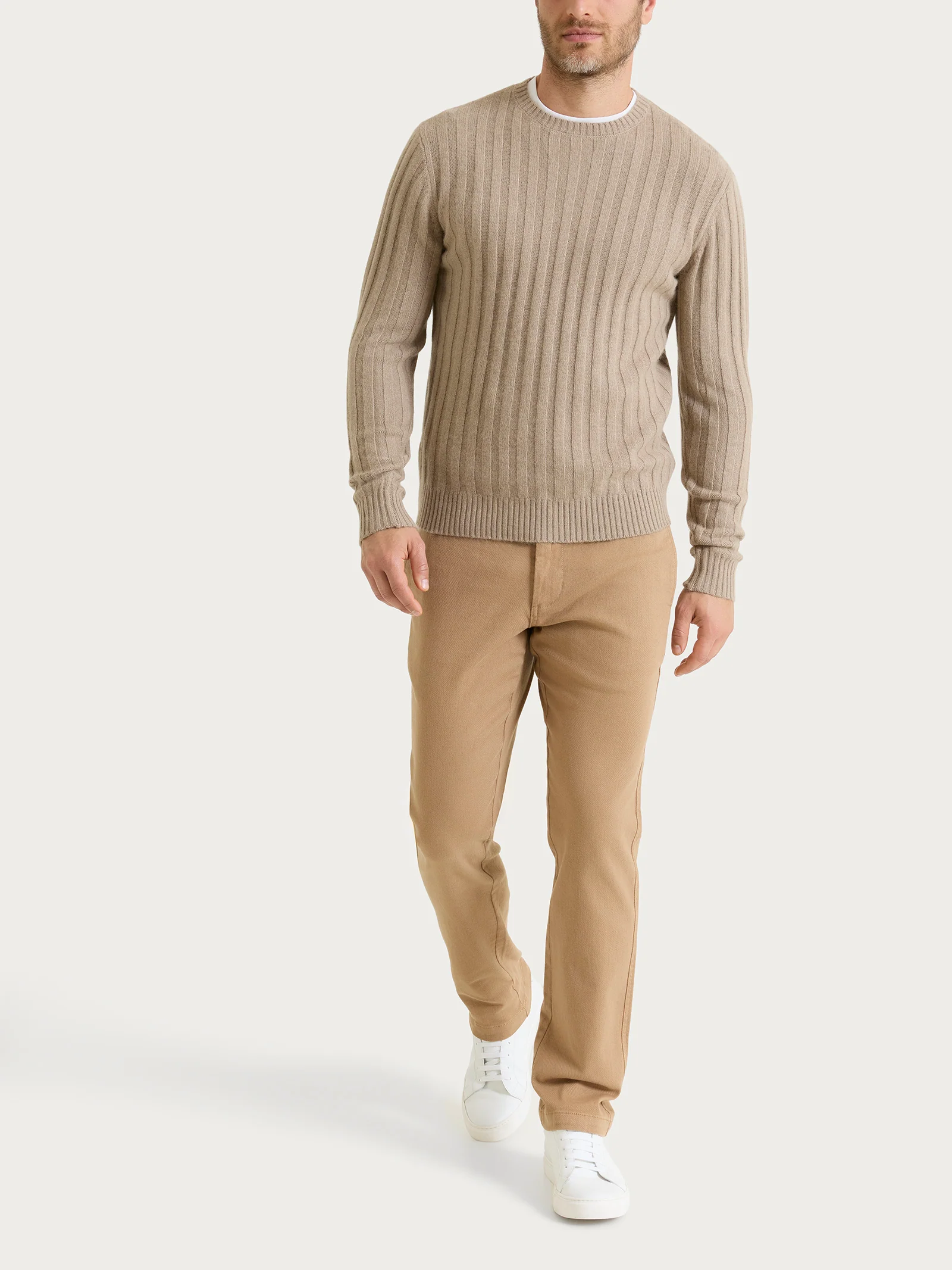 Pull girocollo con costa piatta in Natural Soft  - Glace' Mel. - Image 4