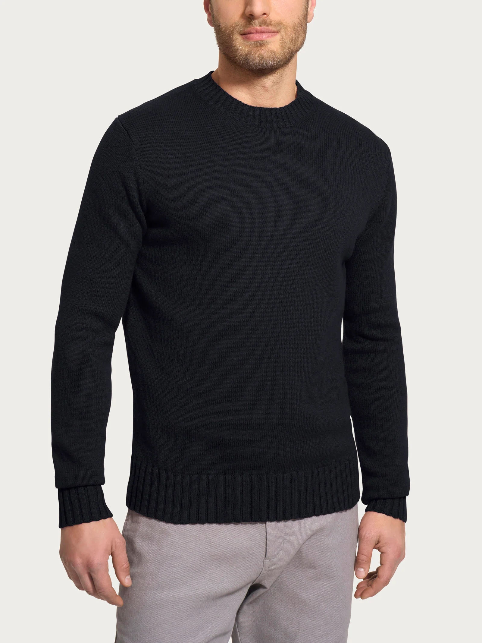 Pull girocollo in filato Nice Wool - Nero