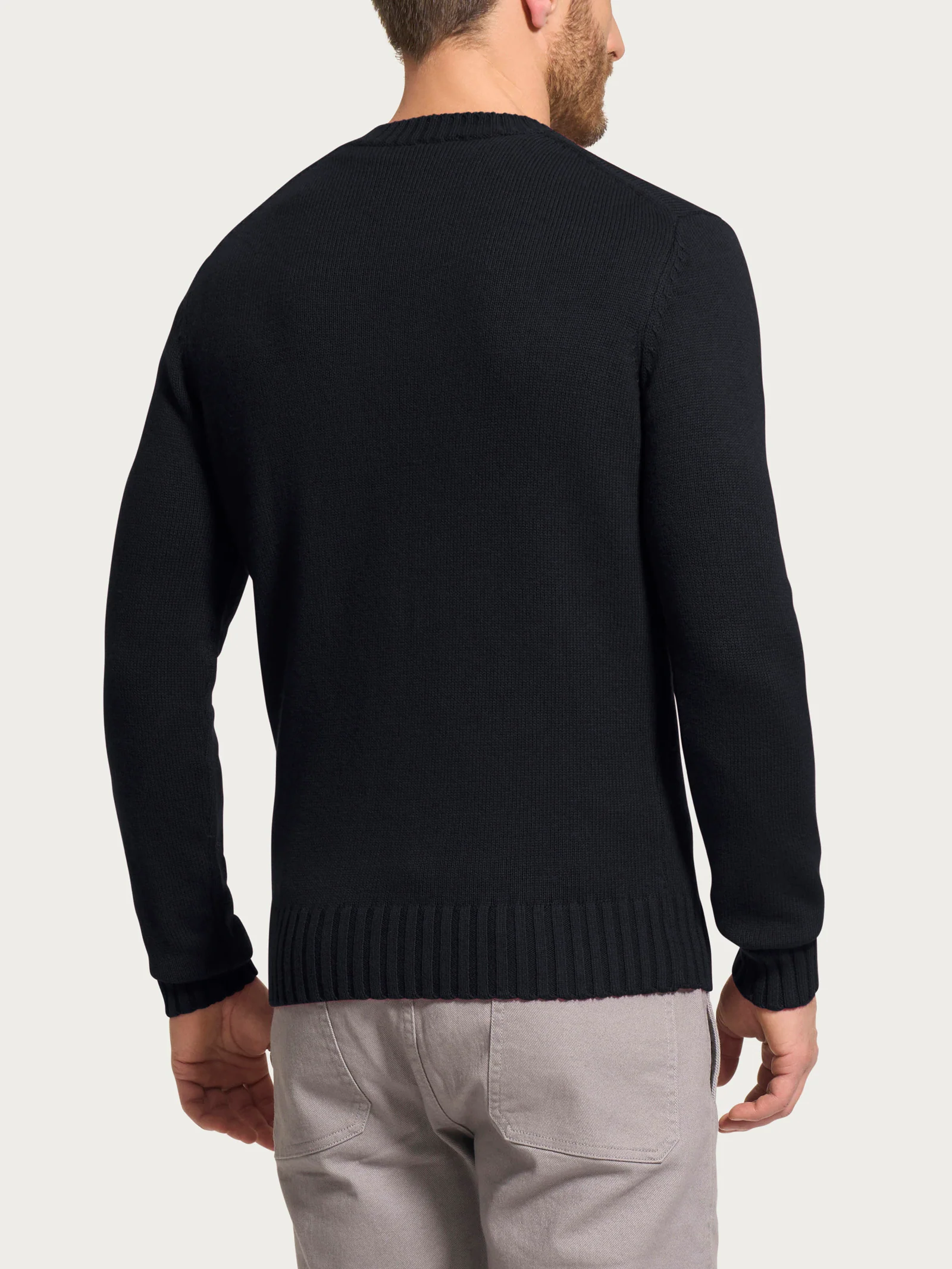 Pull girocollo in filato Nice Wool - Nero - Image 2