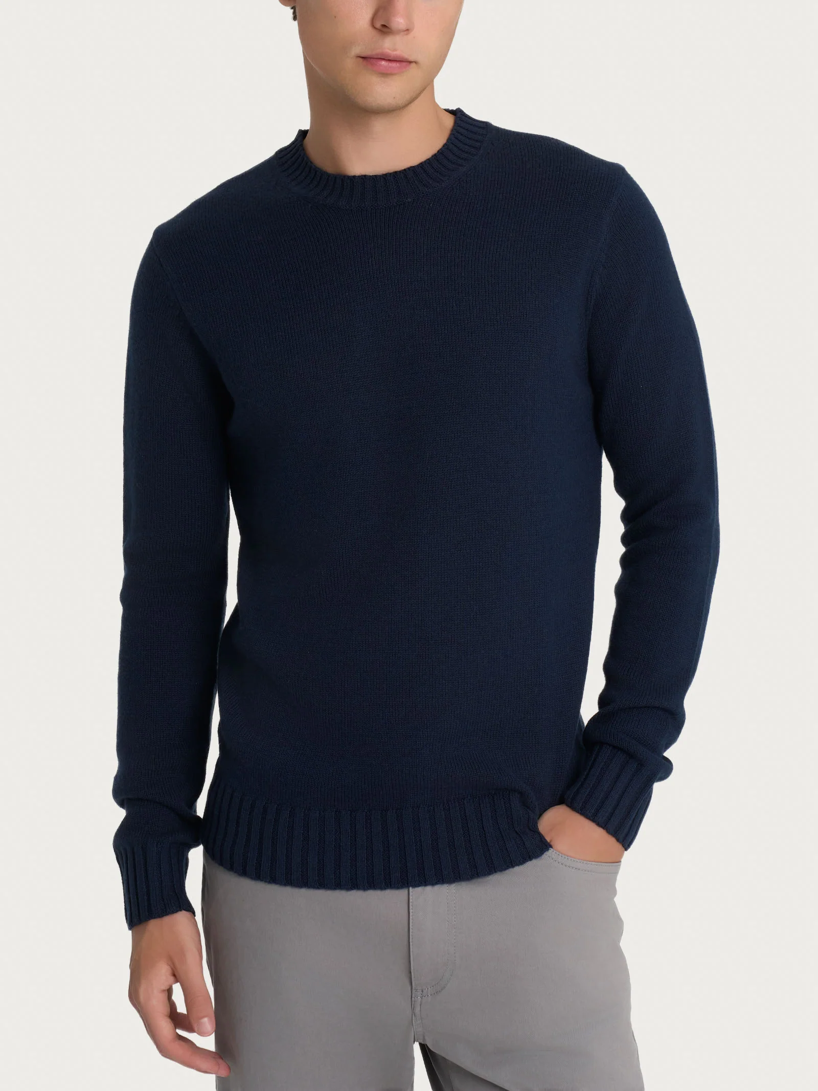 Pull girocollo in filato Nice Wool - Bleu
