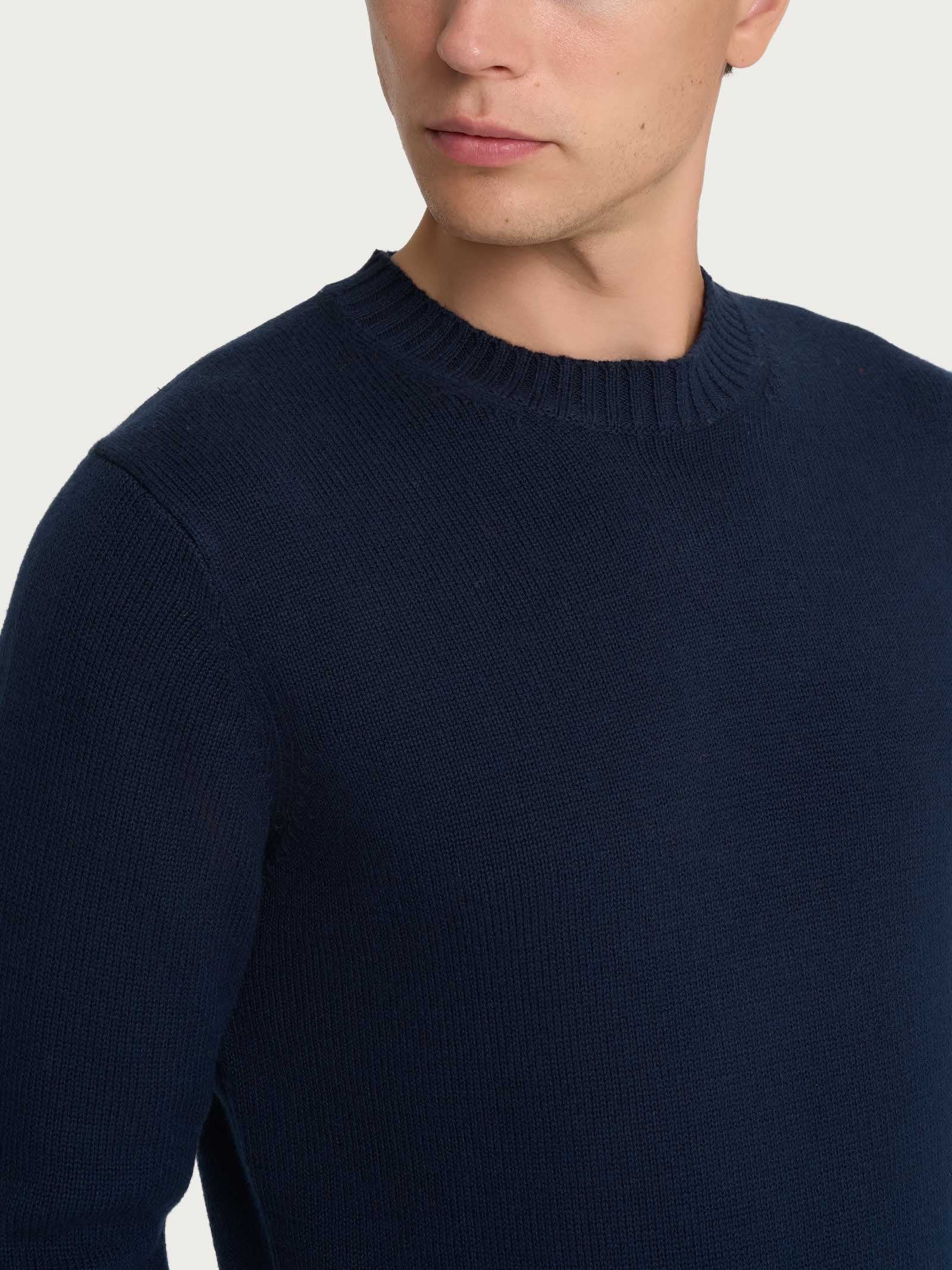 Pull girocollo in filato Nice Wool - Bleu - Image 3