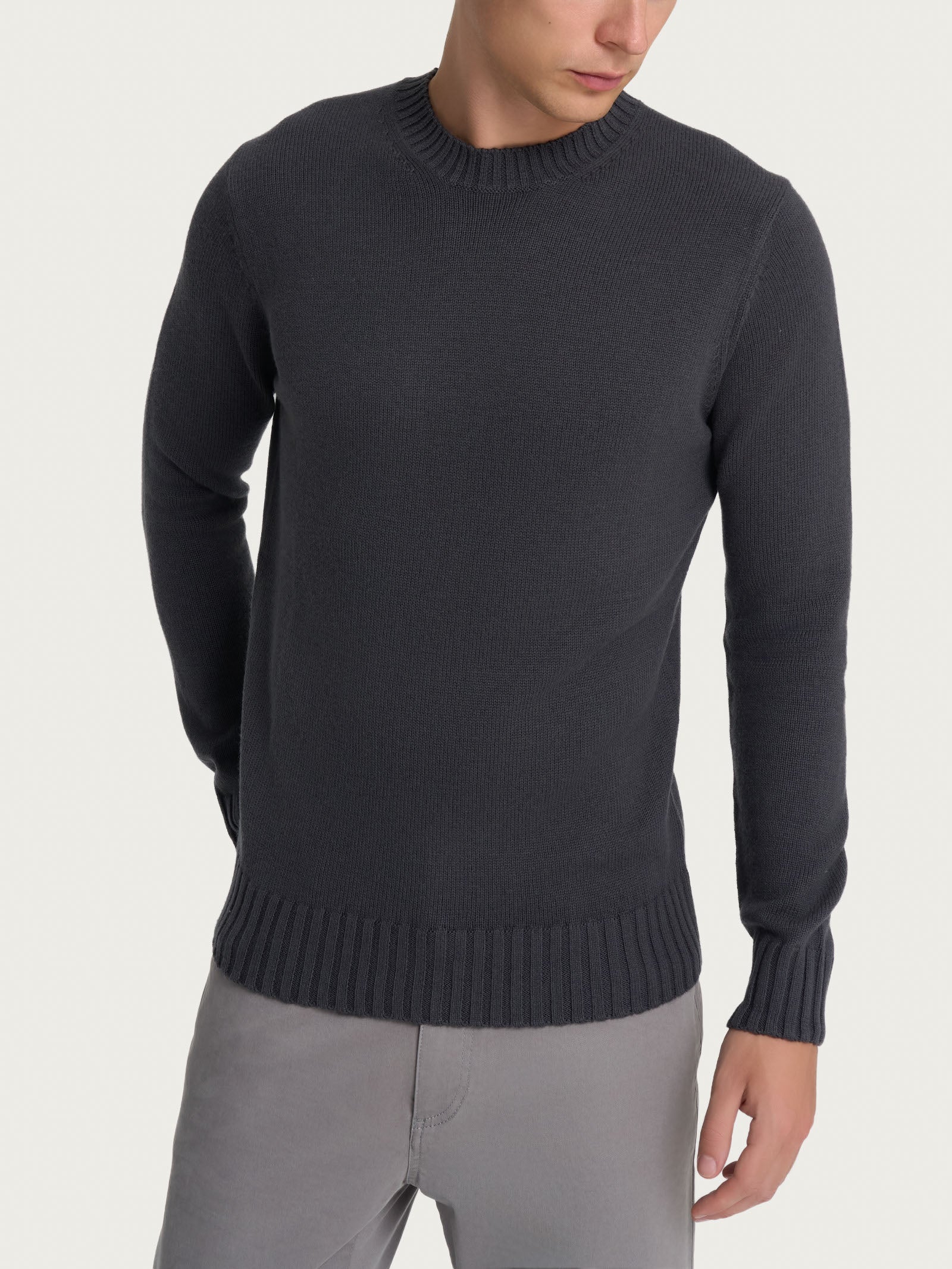 Pull girocollo in filato Nice Wool - Ematite