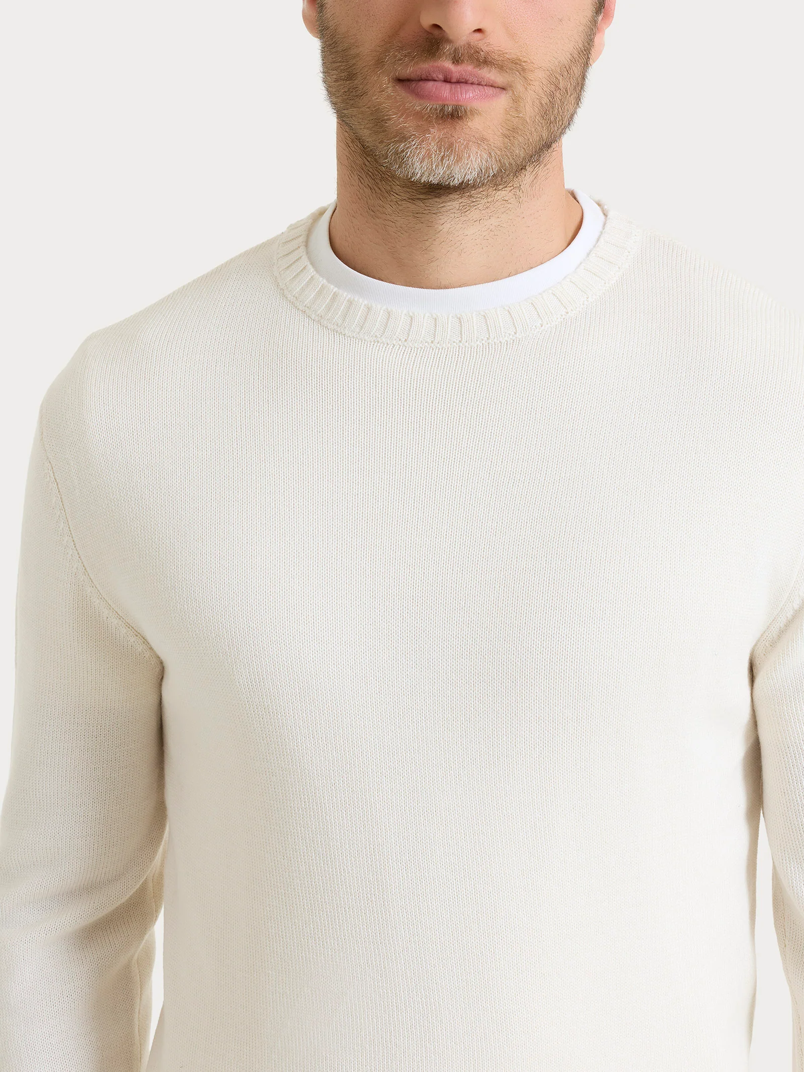 Pull girocollo in Merino Soft - Avorio - Image 3