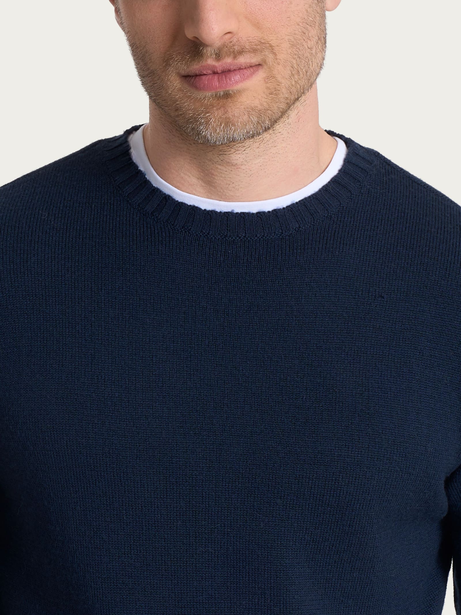 Pull girocollo in Merino Soft - Bleu - Image 3