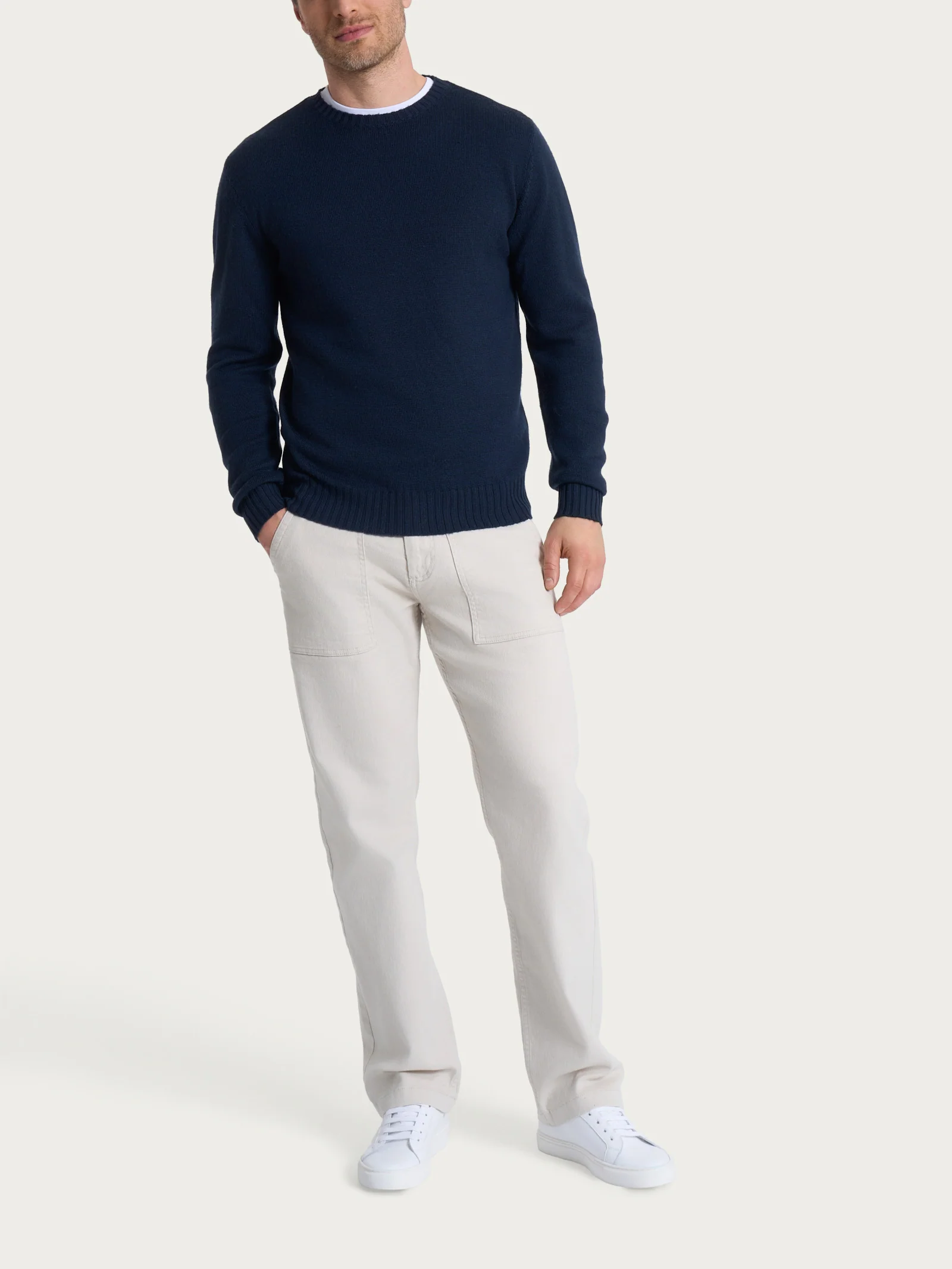 Pull girocollo in Merino Soft - Bleu - Image 4