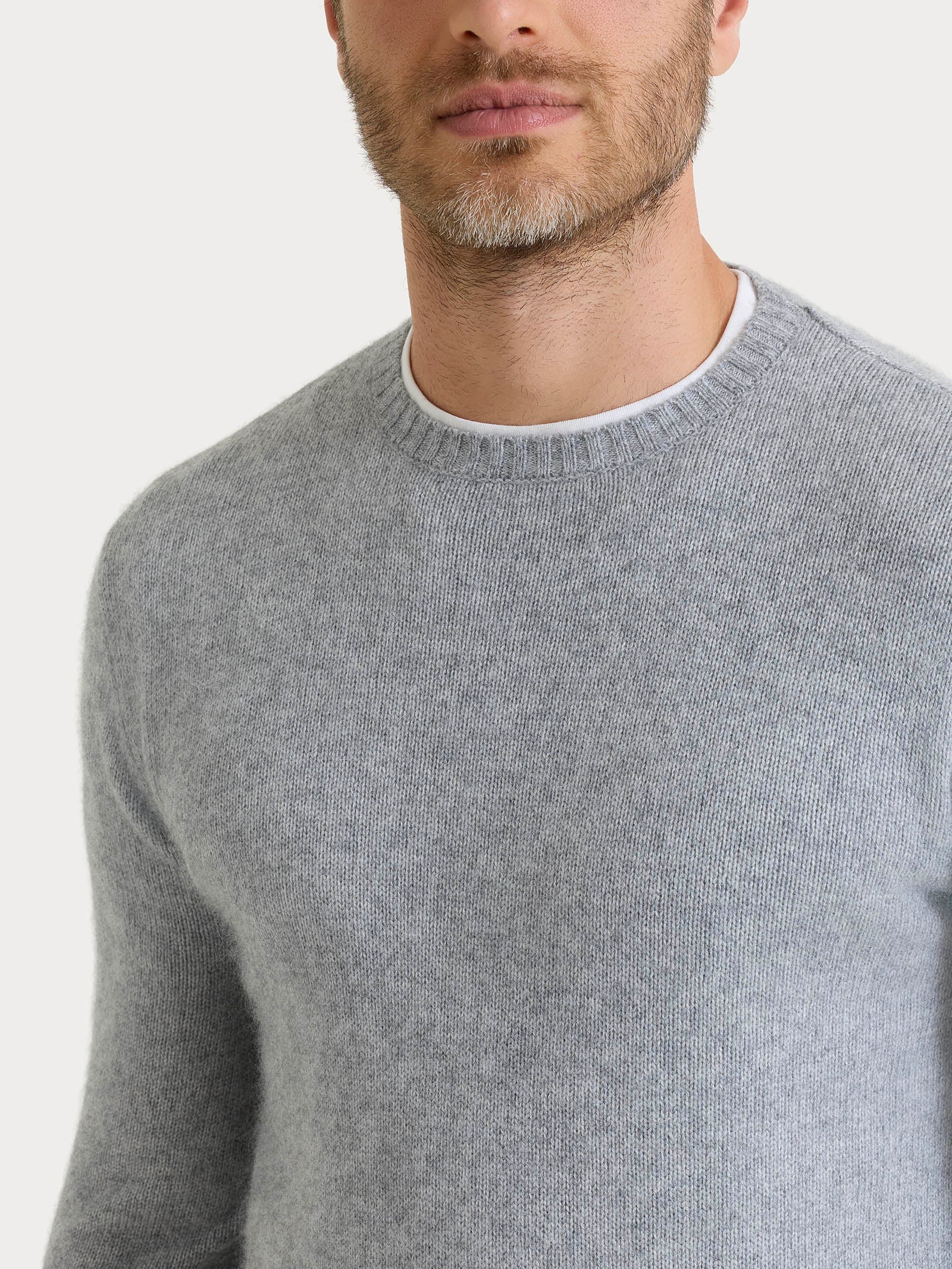 Pull girocollo in Natural Soft  - Ghiaia Mel. - Image 3