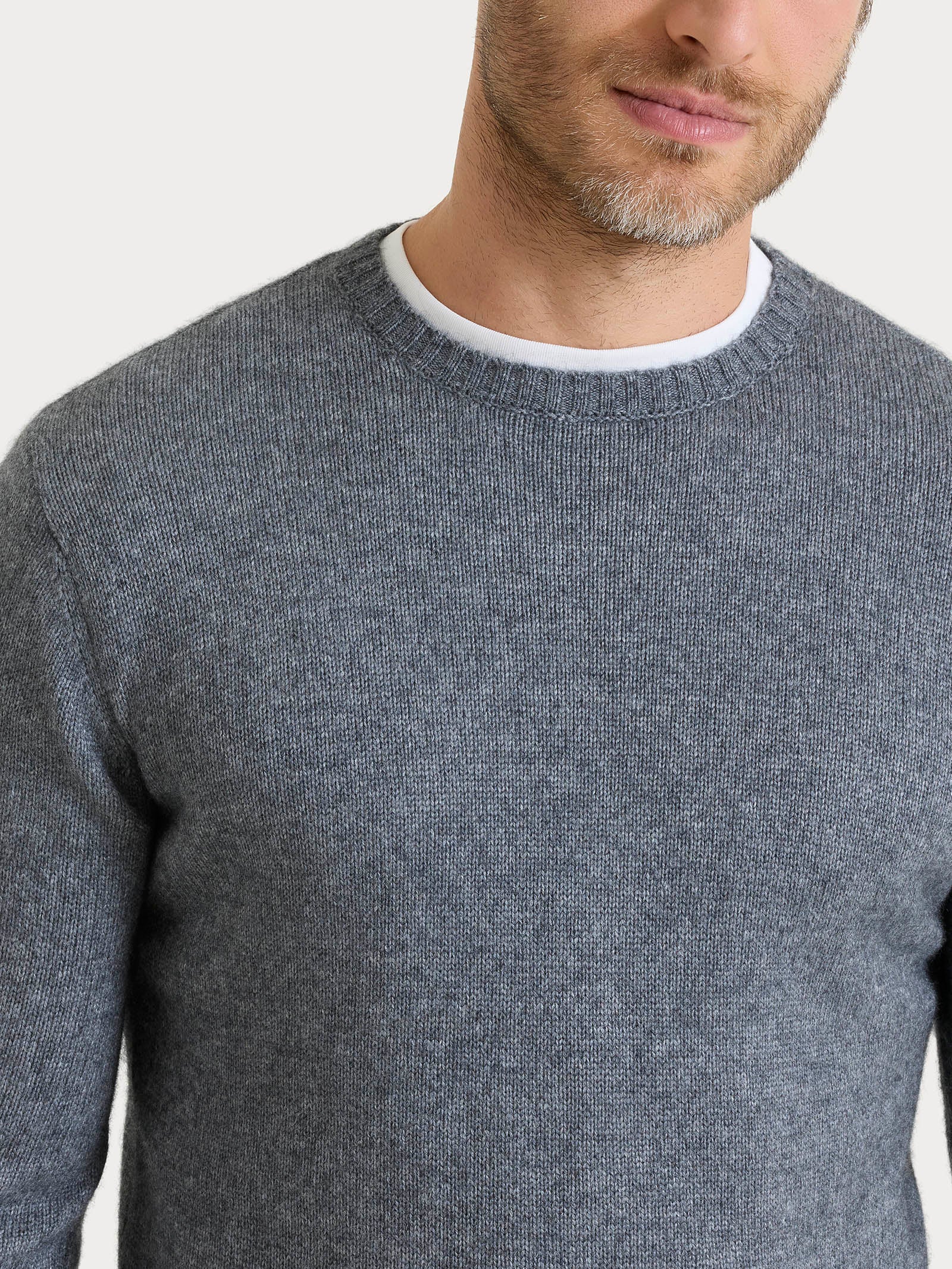 Pull girocollo in Natural Soft - Ferro Mel. - Image 3