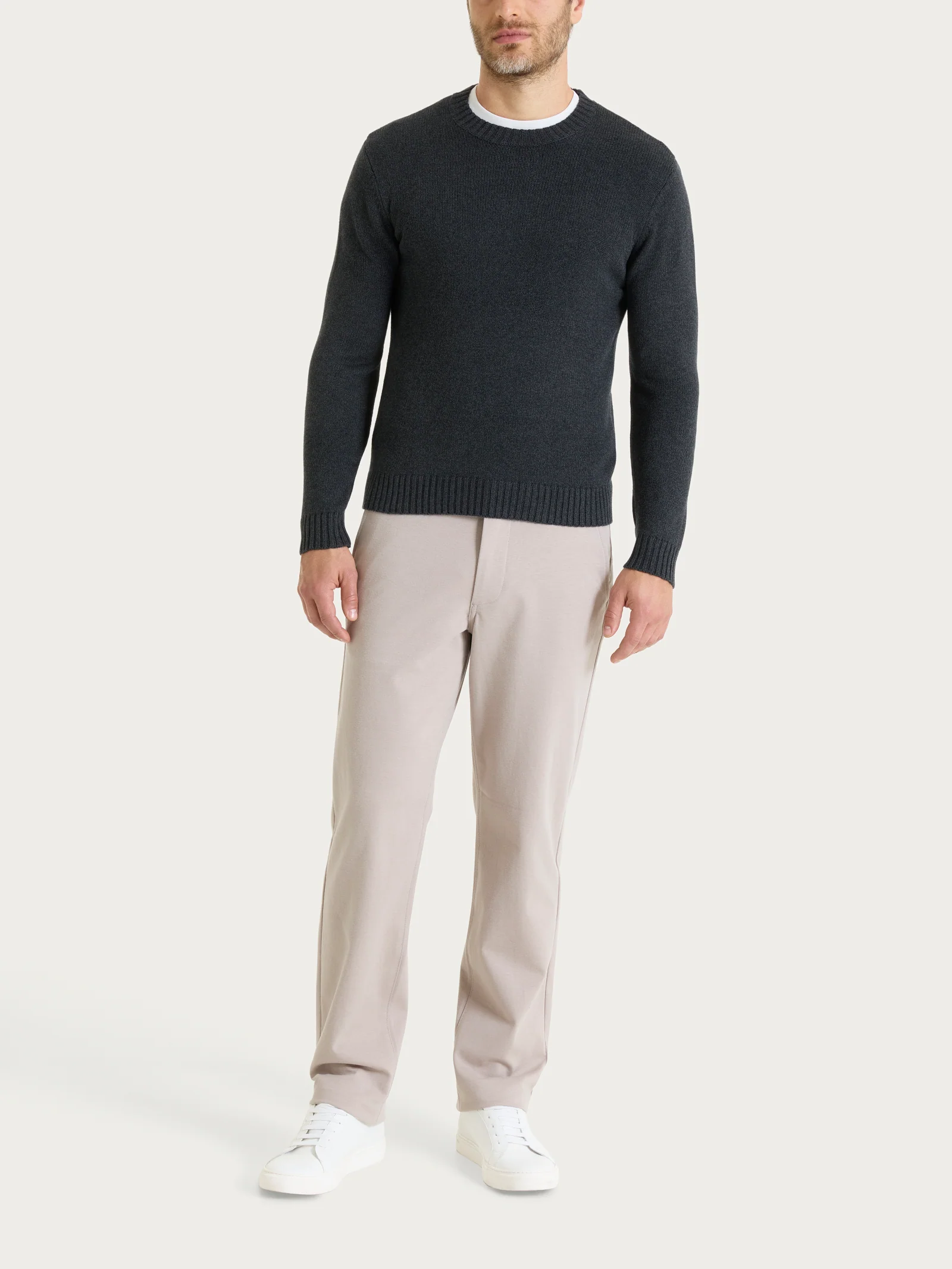 Pull girocollo in Winter Cotton - Nero Mel. - Image 4
