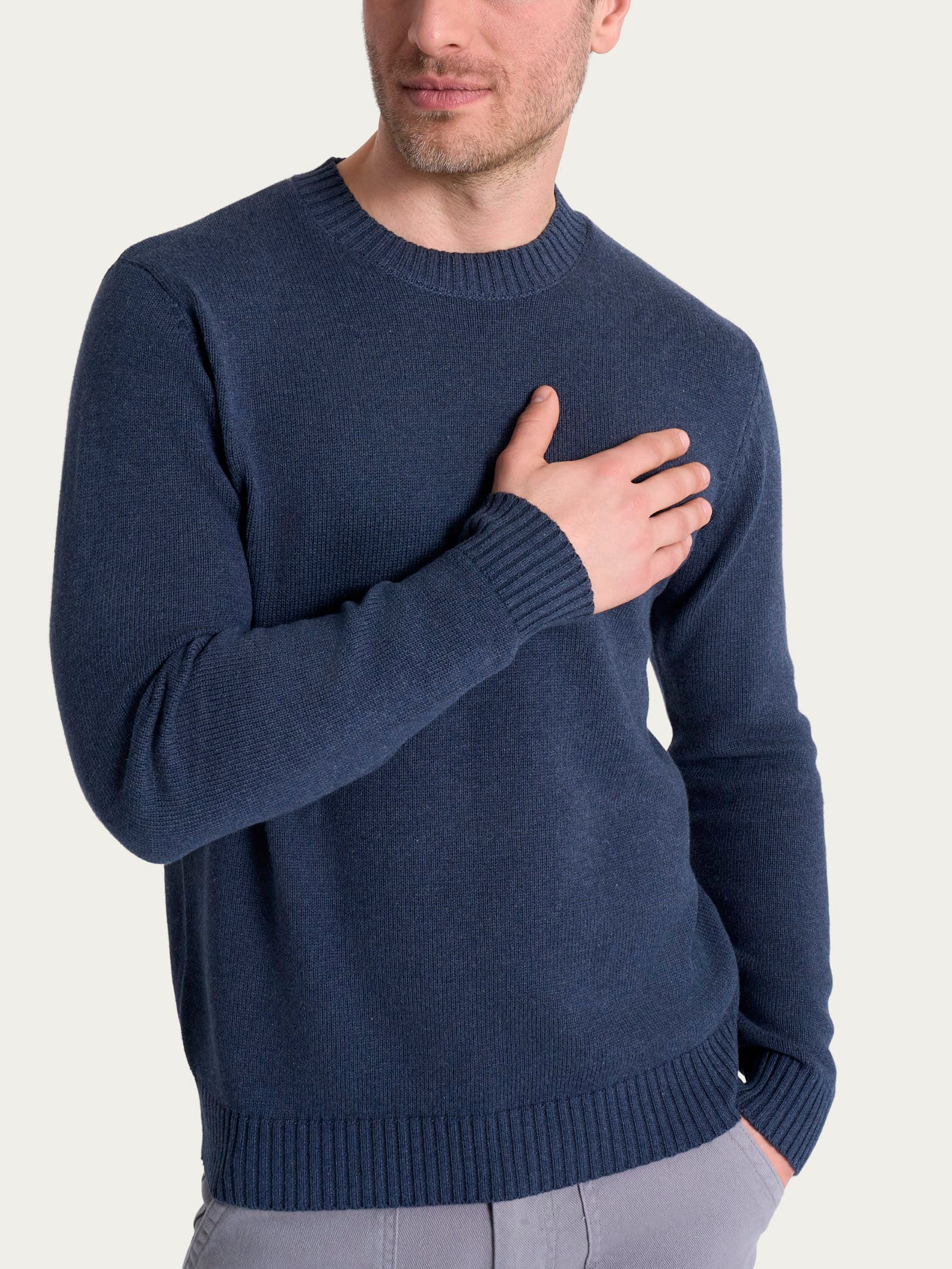 Pull girocollo in Winter Cotton - Avio Mel. - Image 3