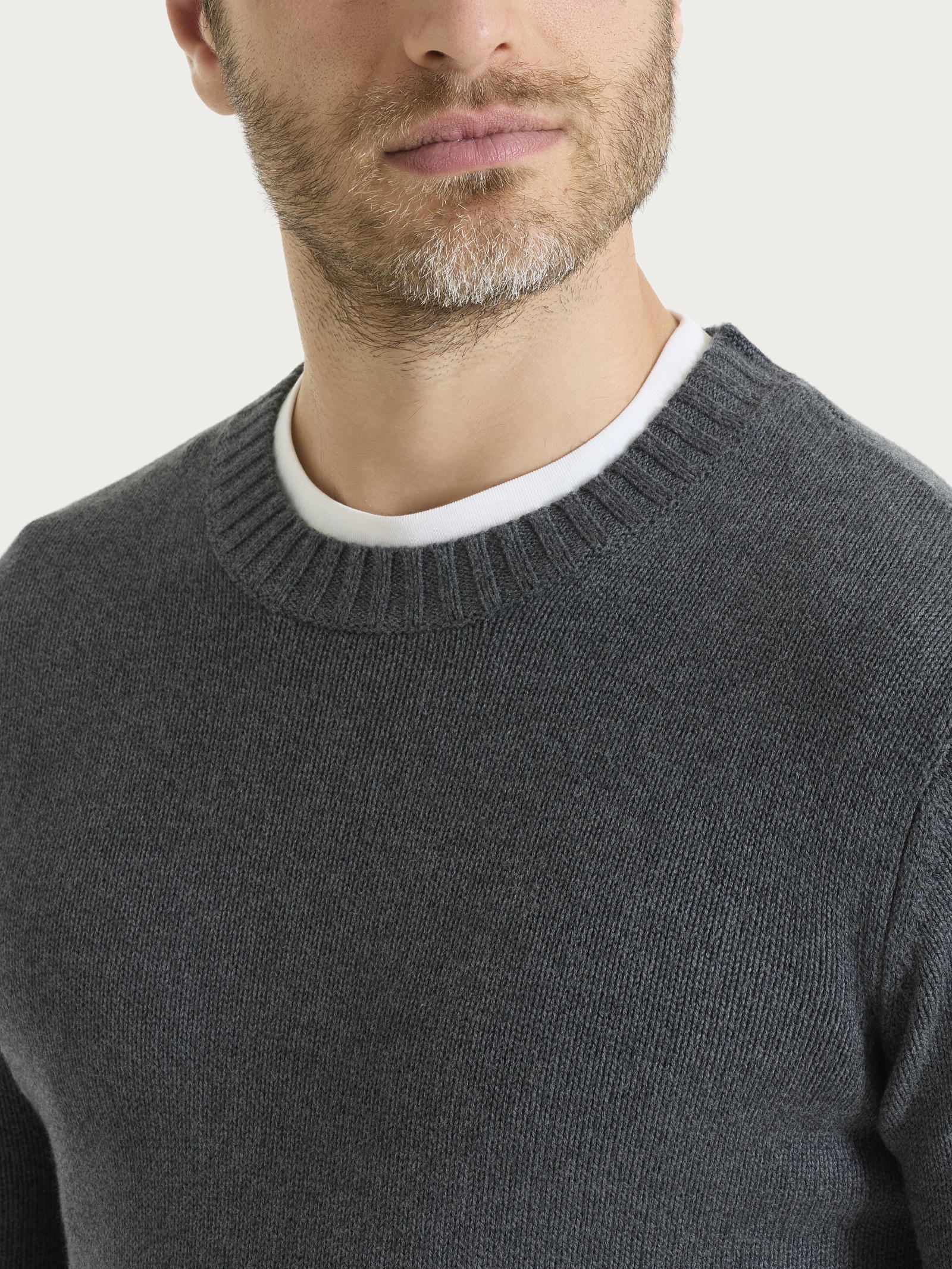 Pull girocollo in Winter Cotton - Ardesia Mel. - Image 3