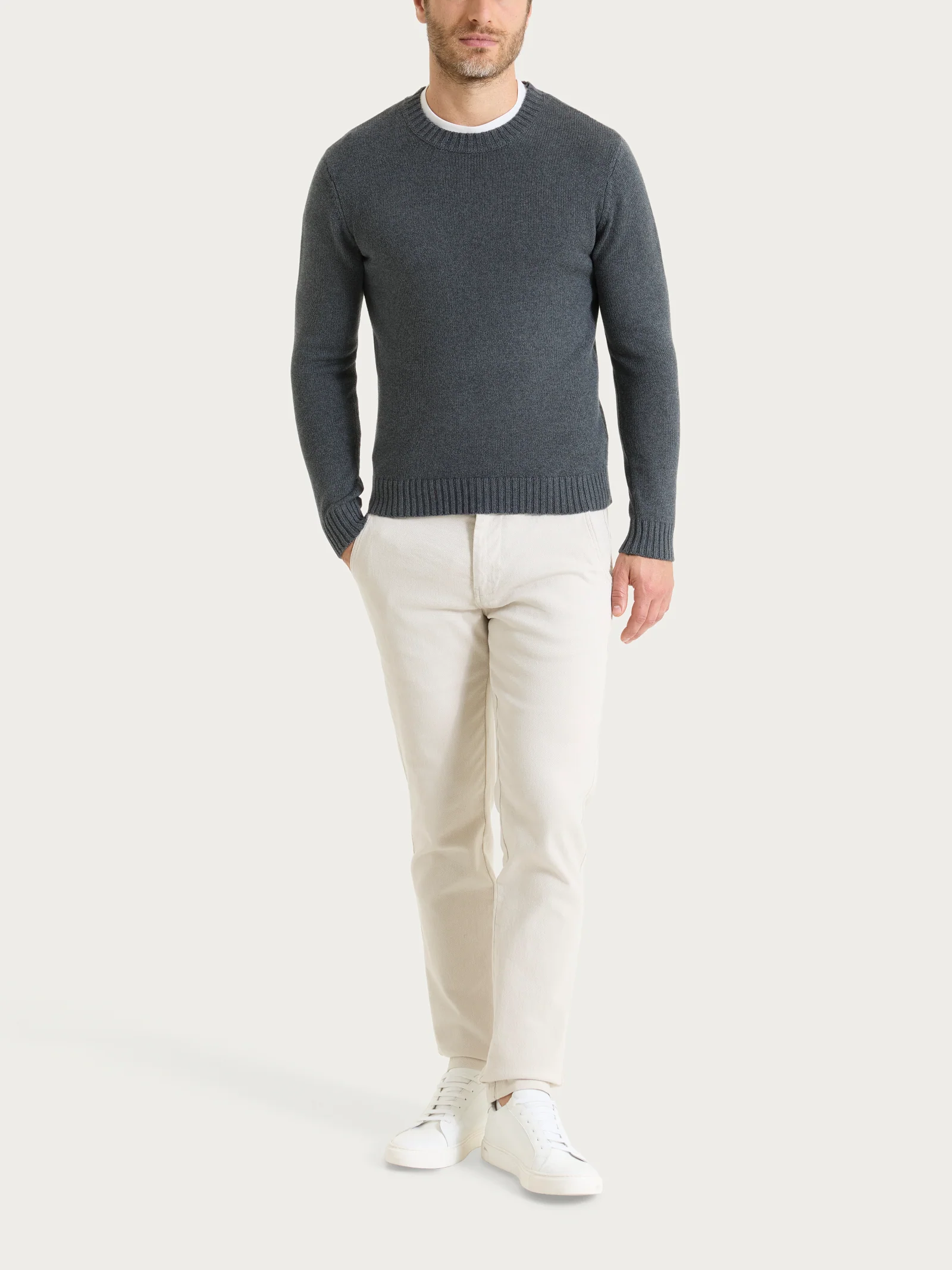 Pull girocollo in Winter Cotton - Ardesia Mel. - Image 4