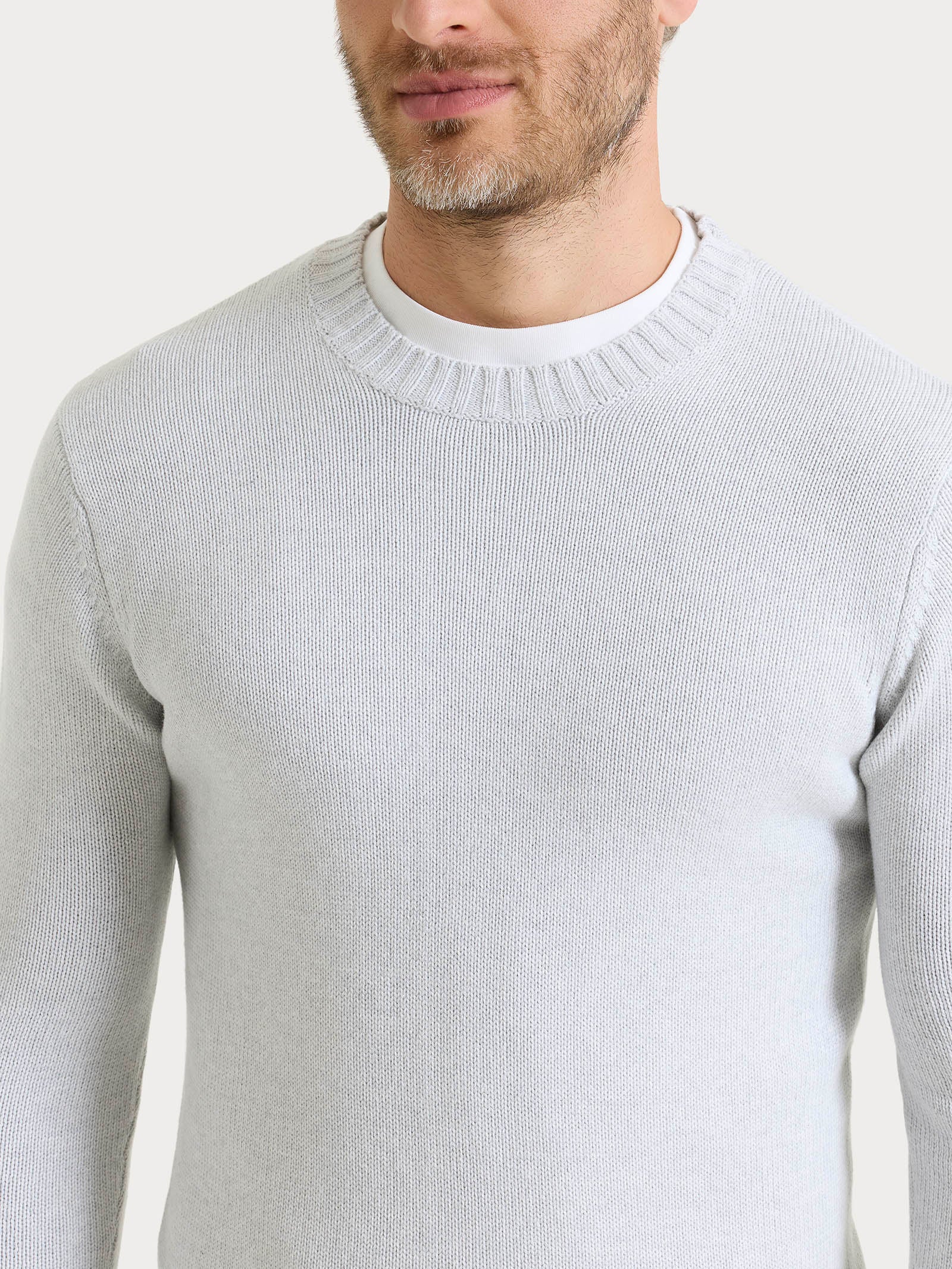 Pull girocollo in Winter Cotton - Dawn Blue Mel. - Image 3
