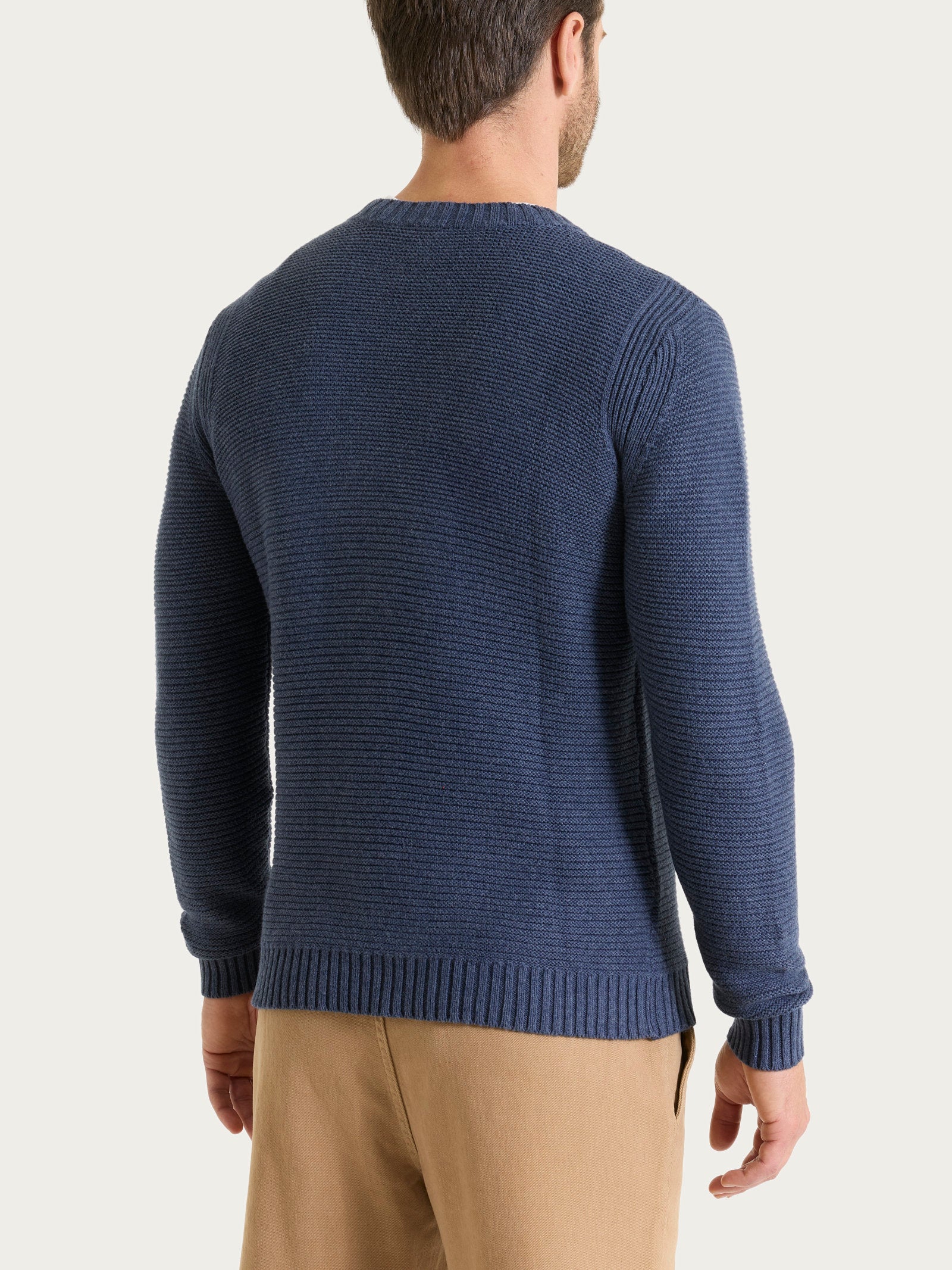 Pull girocollo leggero in Winter Cotton - Avio Mel. - Image 2