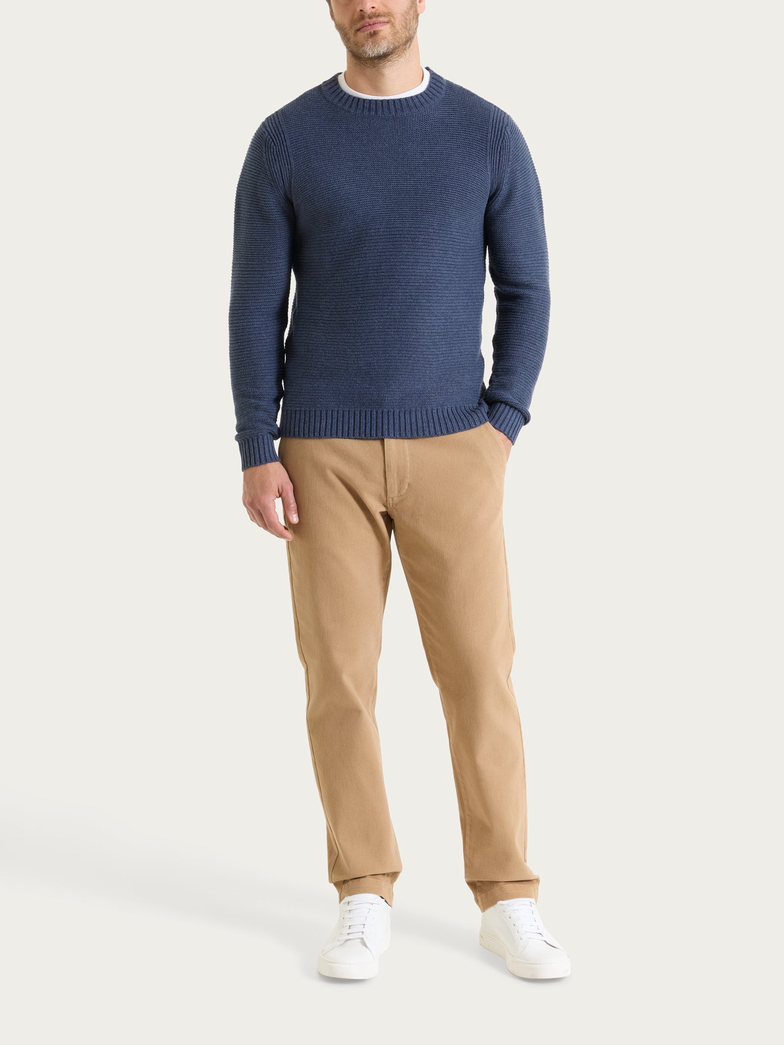 Pull girocollo leggero in Winter Cotton - Avio Mel. - Image 4