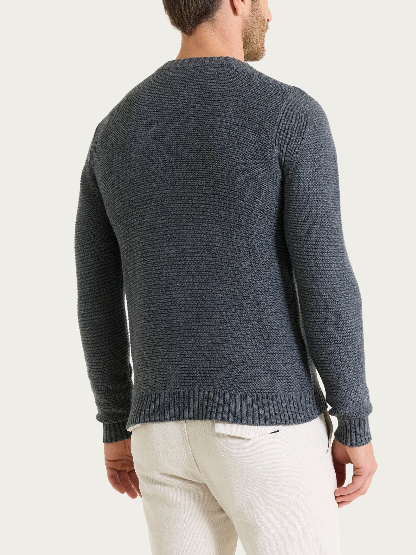Pull girocollo leggero in Winter Cotton - Ardesia Mel. - Image 2