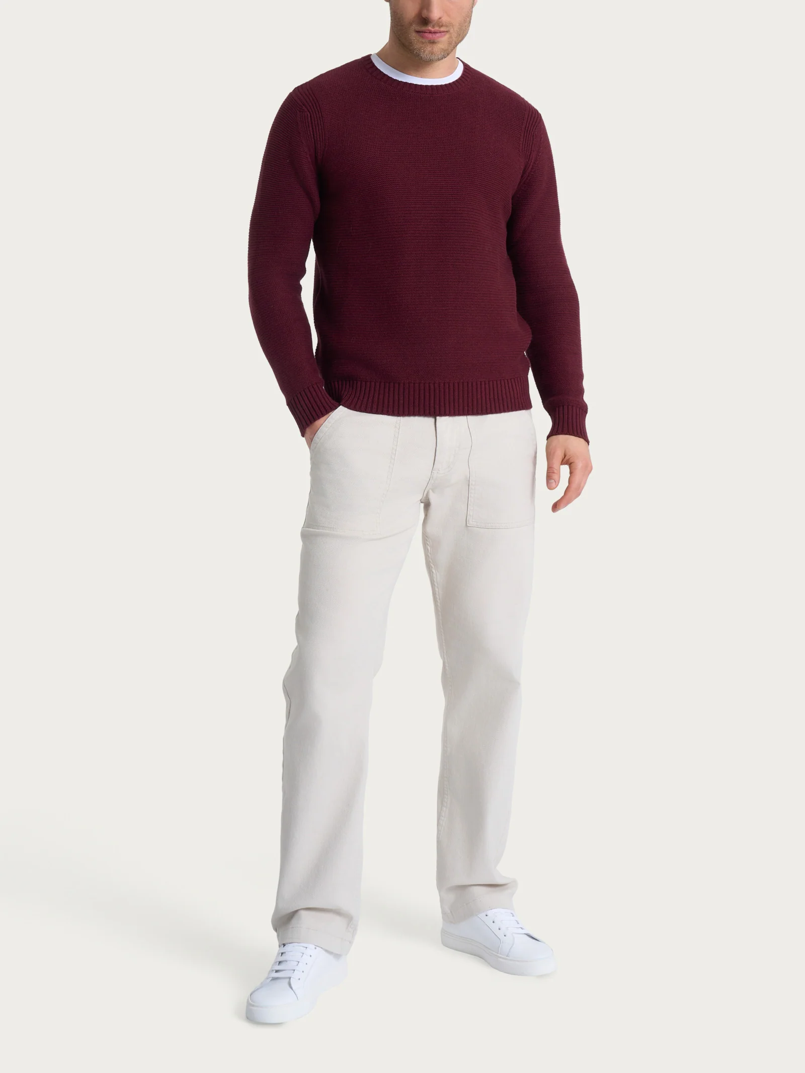 Pull girocollo leggero in Winter Cotton - Fig Mel. - Image 4