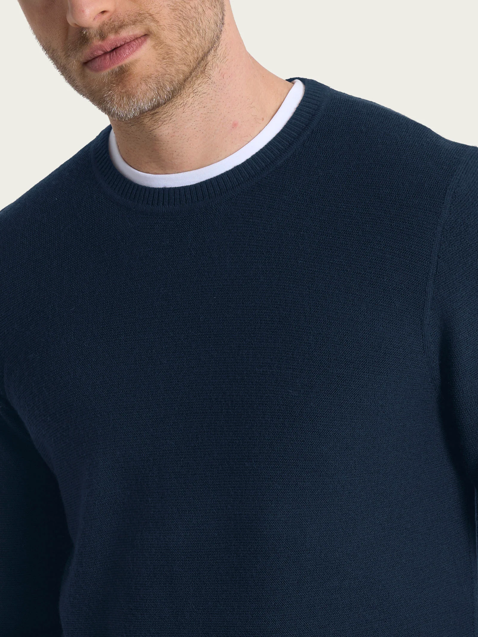 Pull girocollo Punto Links in Merino Soft - Bleu - Image 3