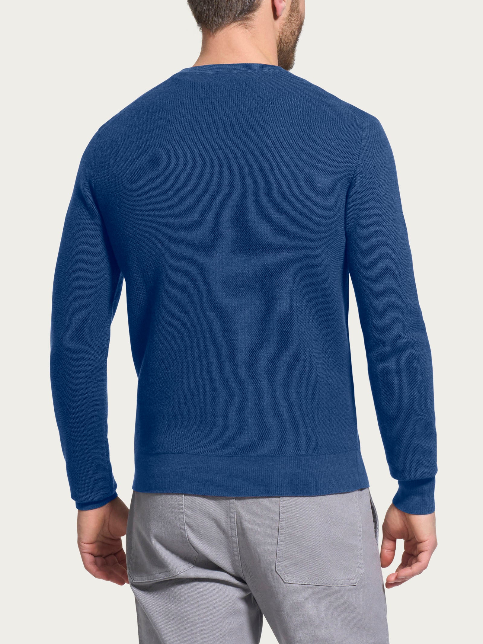 Pull girocollo Punto Links in Merino Soft - Blu Cobalto - Image 2