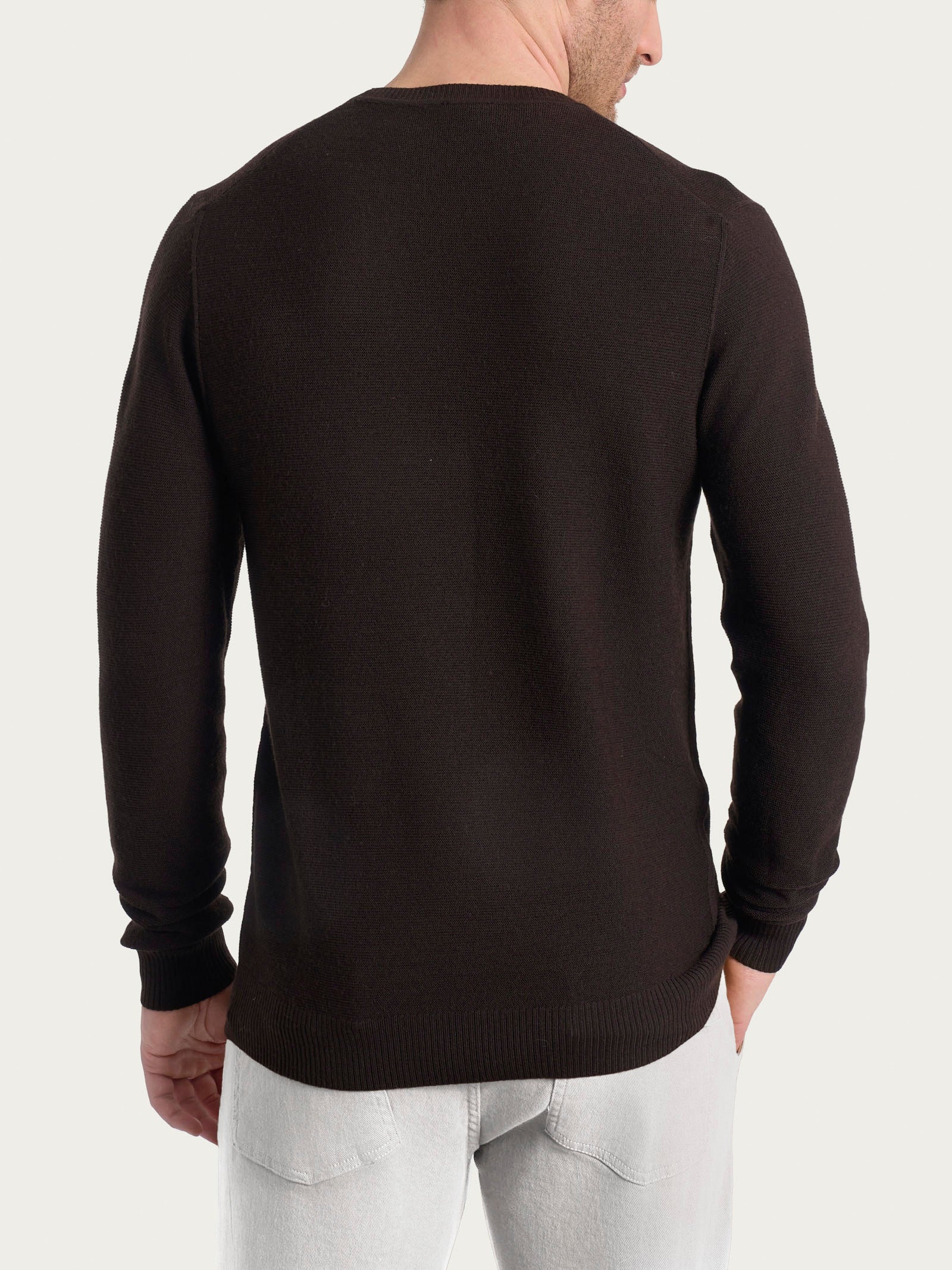 Pull girocollo Punto Links in Merino Soft - Chocolate Torte - Image 2