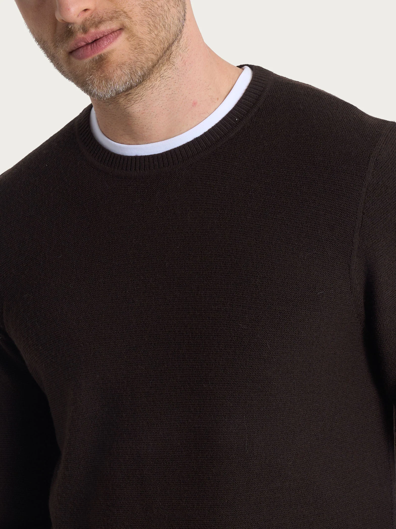 Pull girocollo Punto Links in Merino Soft - Chocolate Torte - Image 3
