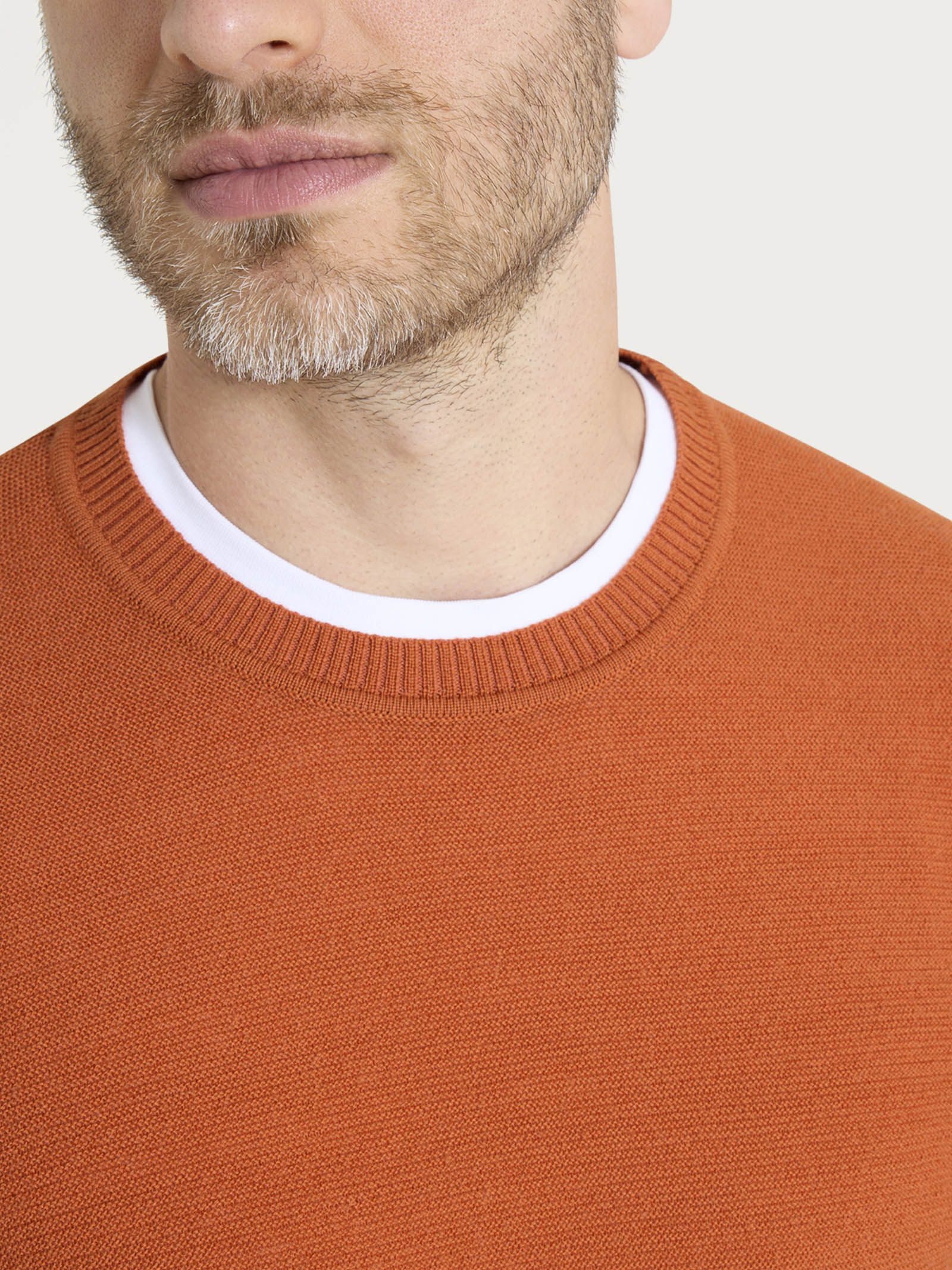 Pull girocollo Punto Links in Merino Soft - Rust - Image 3
