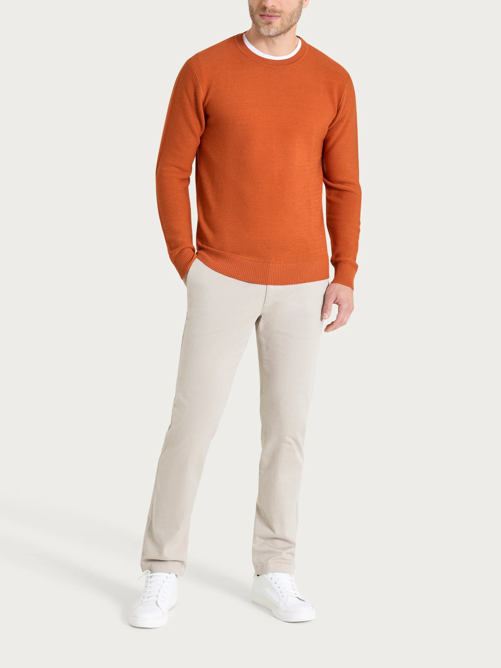 Pull girocollo Punto Links in Merino Soft - Rust - Image 4