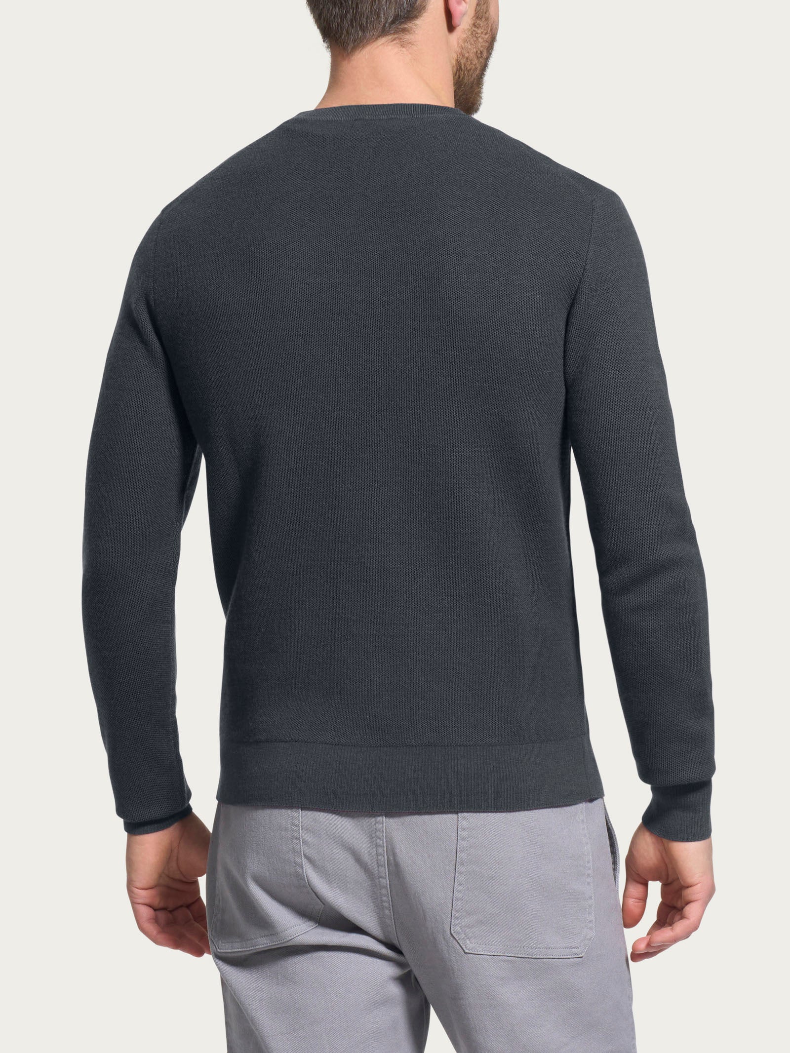 Pull girocollo Punto Links in Merino Soft - Black Oyster - Image 2