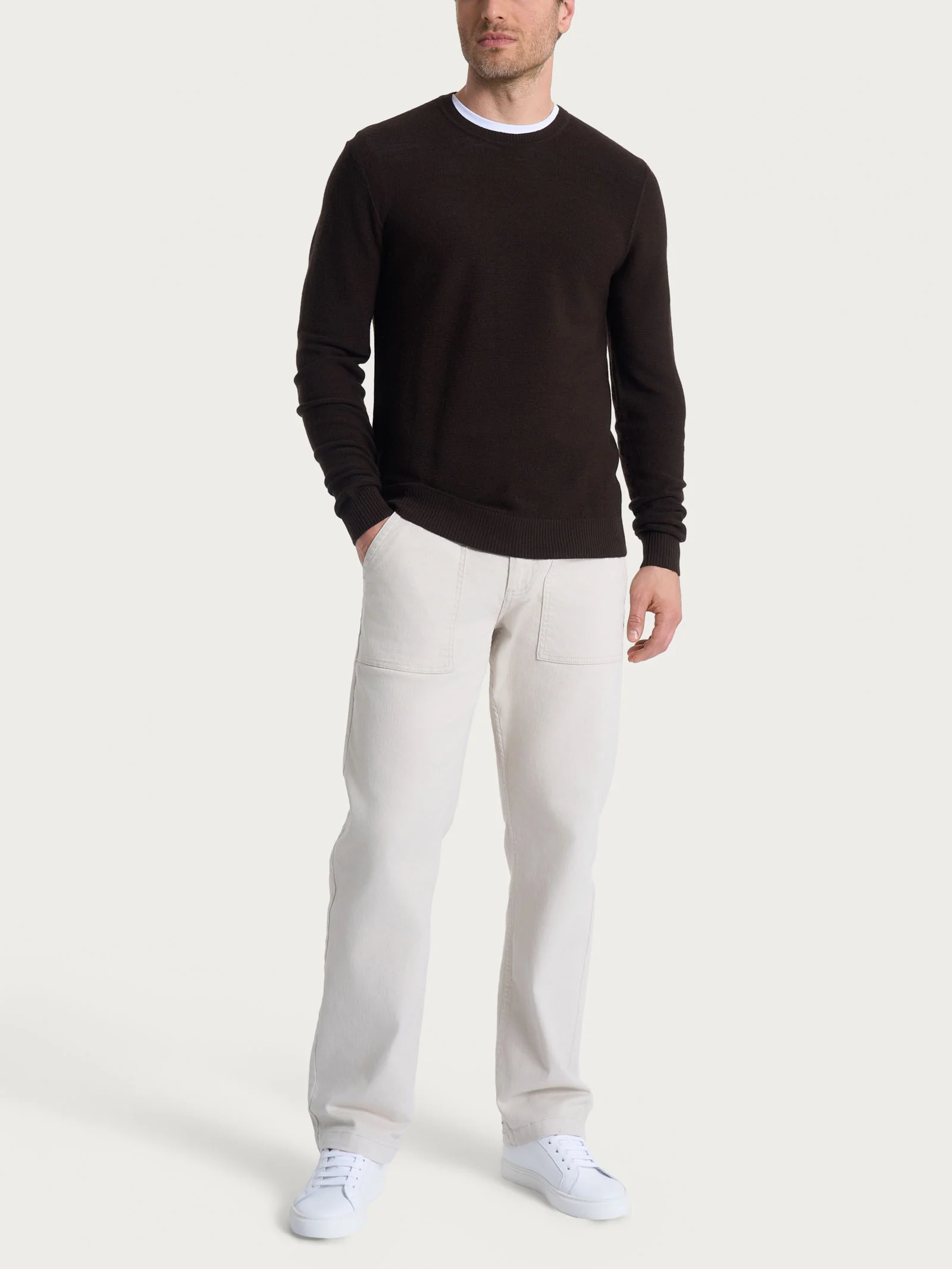 Pull girocollo Punto Links in Merino Soft - Black Oyster - Image 4